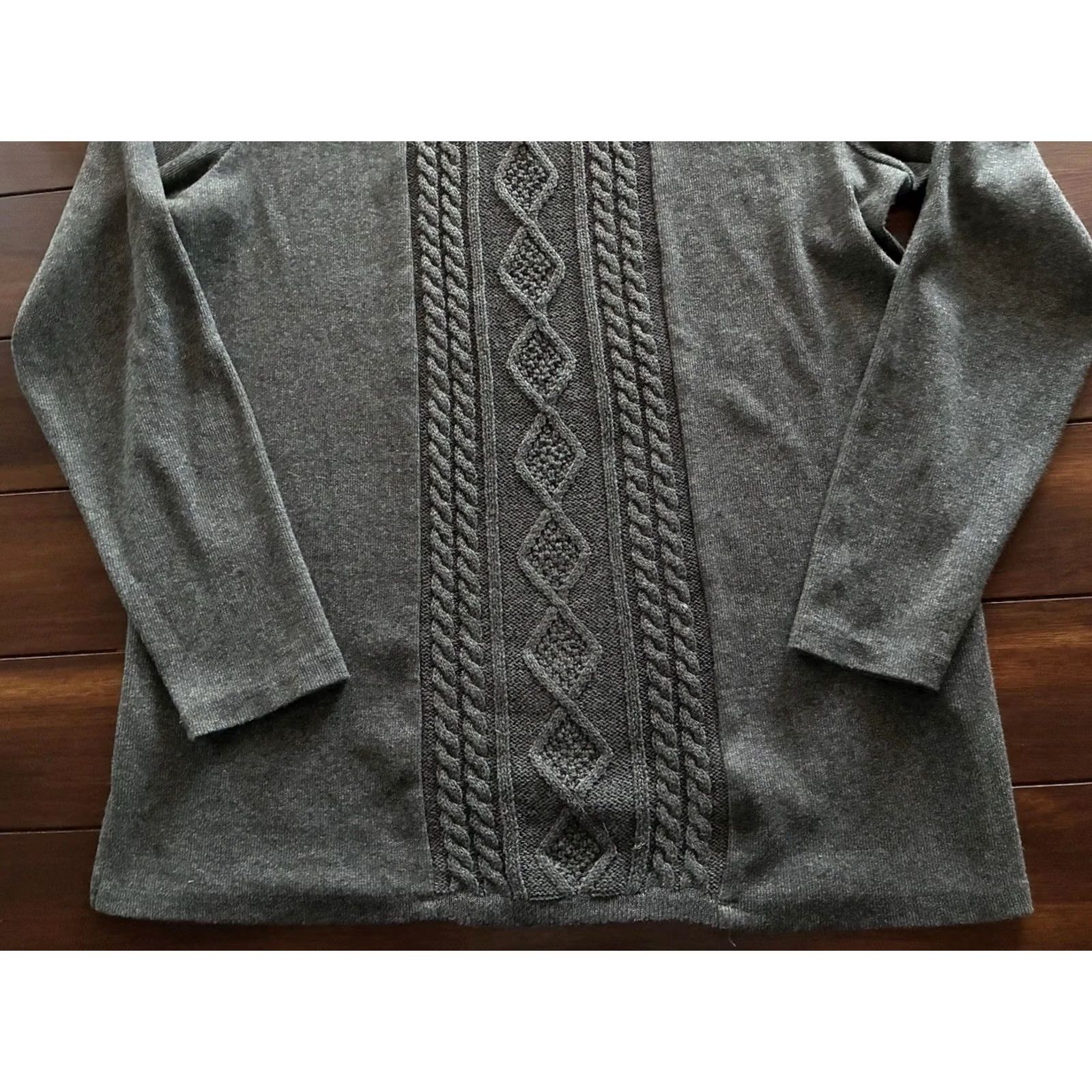 Vintage Rafaella Women’s Ballet Neck Cable Front Pullover Sweater Black Medium Long Sleeve Cotton Polyester Women Size L / US 10 / IT 46 - 2 Thumbnail