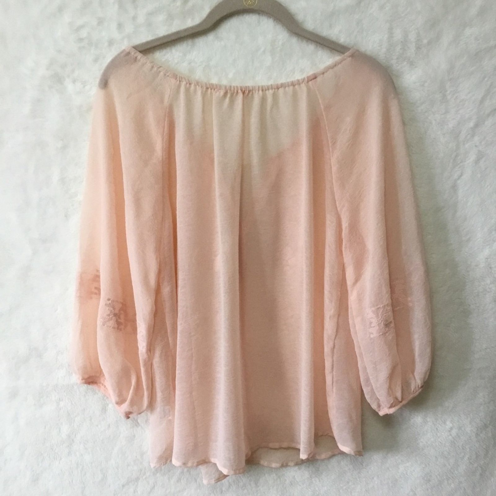 Other Under Skies Sheer Blush Flower Pattern Blouse Size S / US 4 / IT 40 - 7 Thumbnail