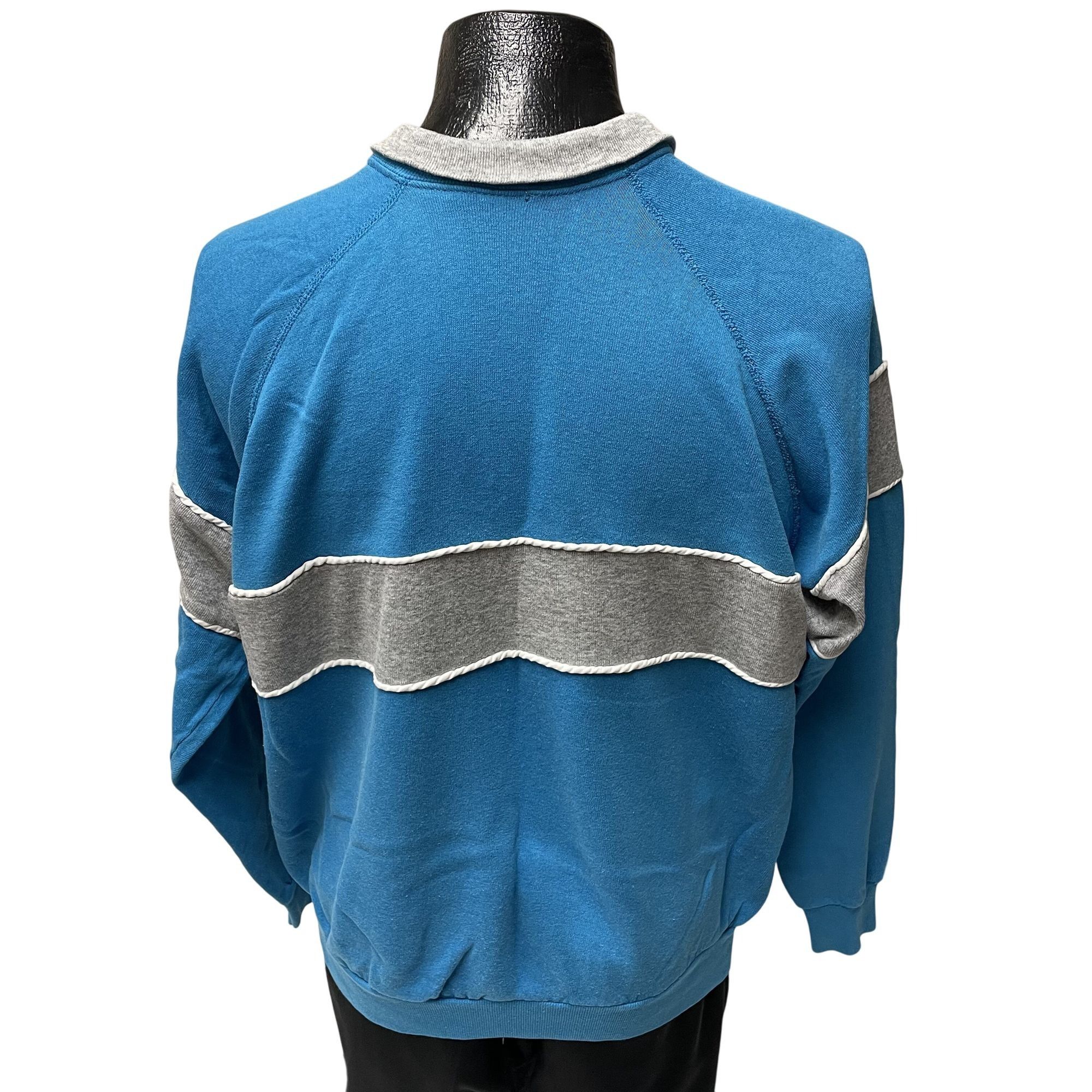 Other Vtg Heather Gray Stripe COLOR BLOCK Blue Pullover Sweatshirt Size US XL / EU 56 / 4 - 2 Thumbnail