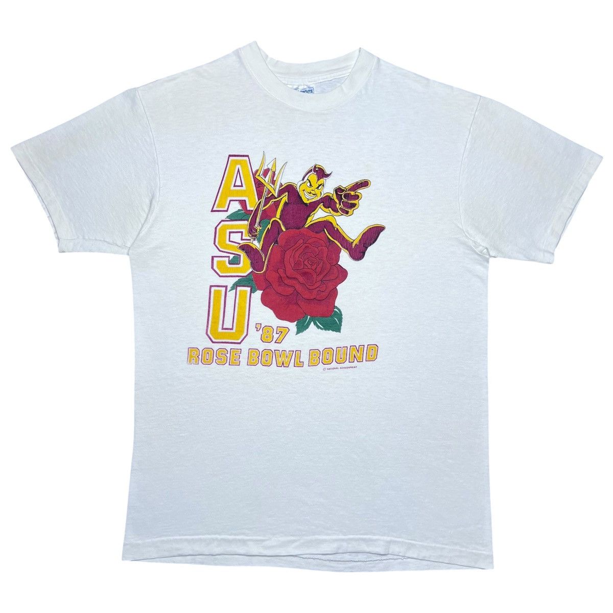 NCAA 1987 NCAA Arizona State Sun Devils ASU Rose Bowl Bound Tee Size US L / EU 52-54 / 3 - 1 Thumbnail