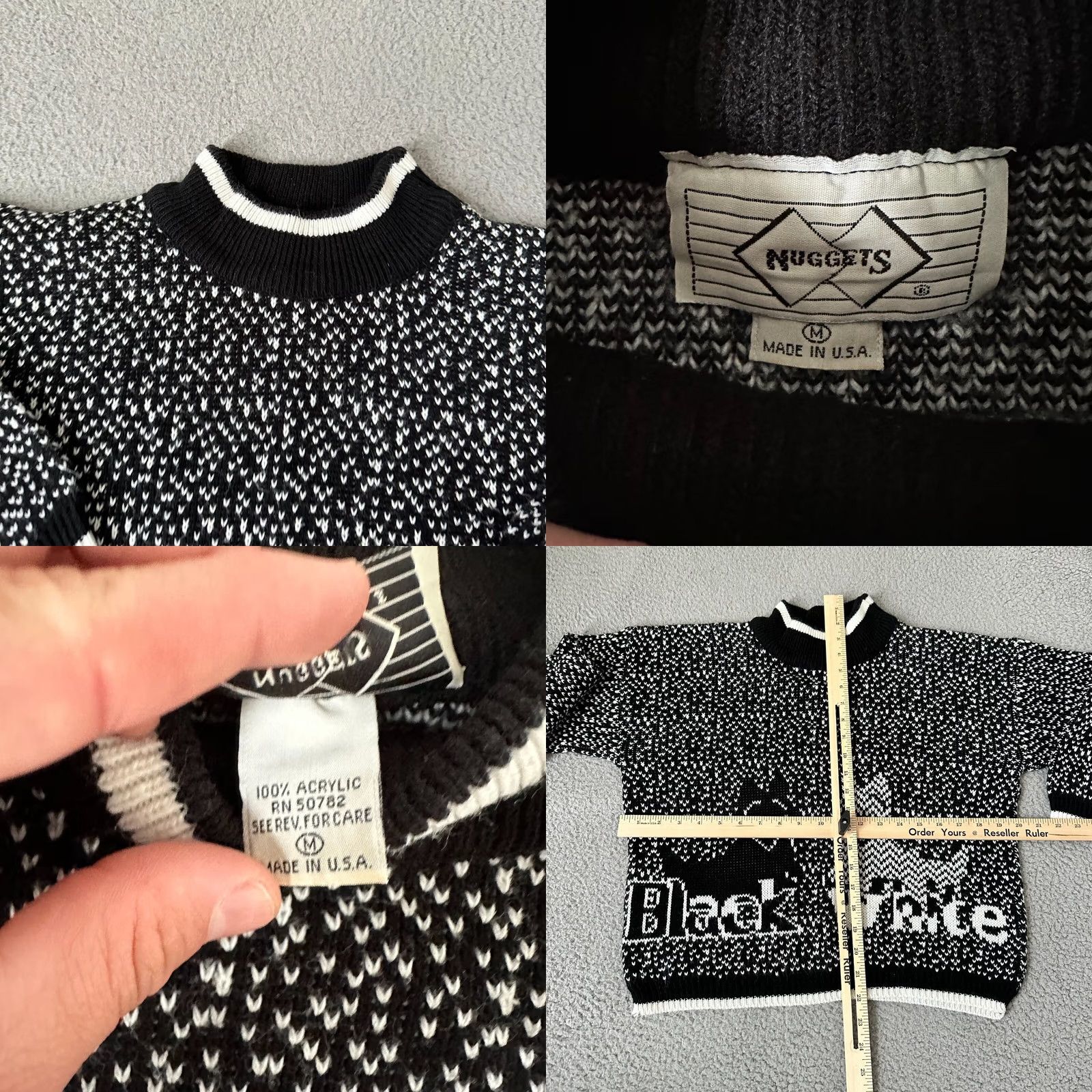 Vintage VINTAGE Nuggets Sweater Womens Medium Black White Fair Isle Dog Terrier 80s Size M / US 6-8 / IT 42-44 - 8 Thumbnail