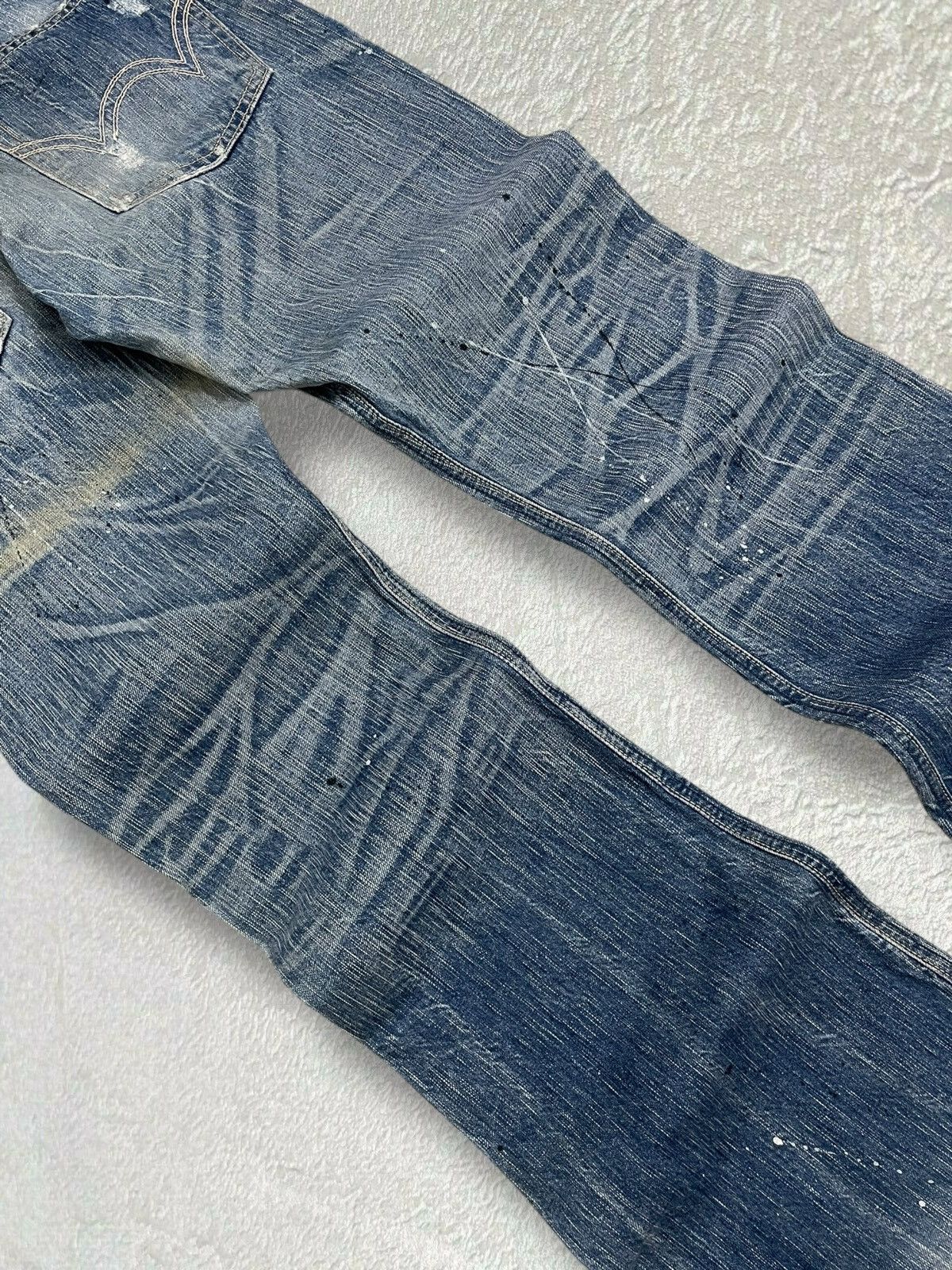 Designer × Edwin × Vintage Vintage Edwin Blue Trip 503 Iconic Distressed Flared Denim Size US 33 - 10 Thumbnail