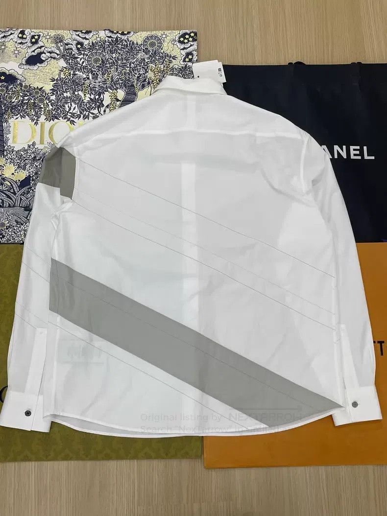 Hermes Hermes White and Grey Mixed Shirt Size XS / US 0-2 / IT 36-38 - 2 Thumbnail