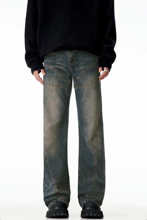 VIBE Men's vintage washed distressed American style bootcut jeans Size US 32 / EU 48 - 6 Thumbnail