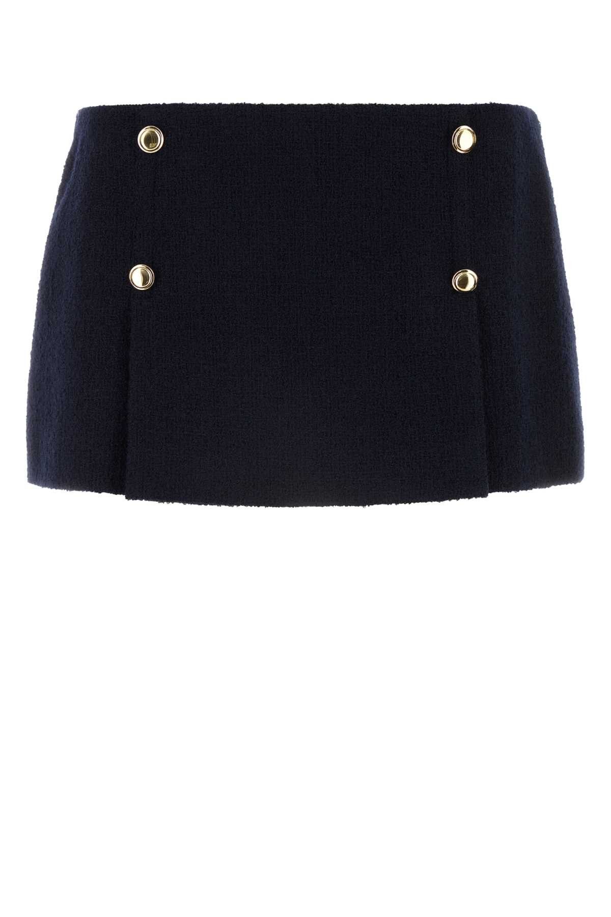 image of Miu Miu Midnight Blue Wool Blend Mini Skirt, Women's (Size 28)