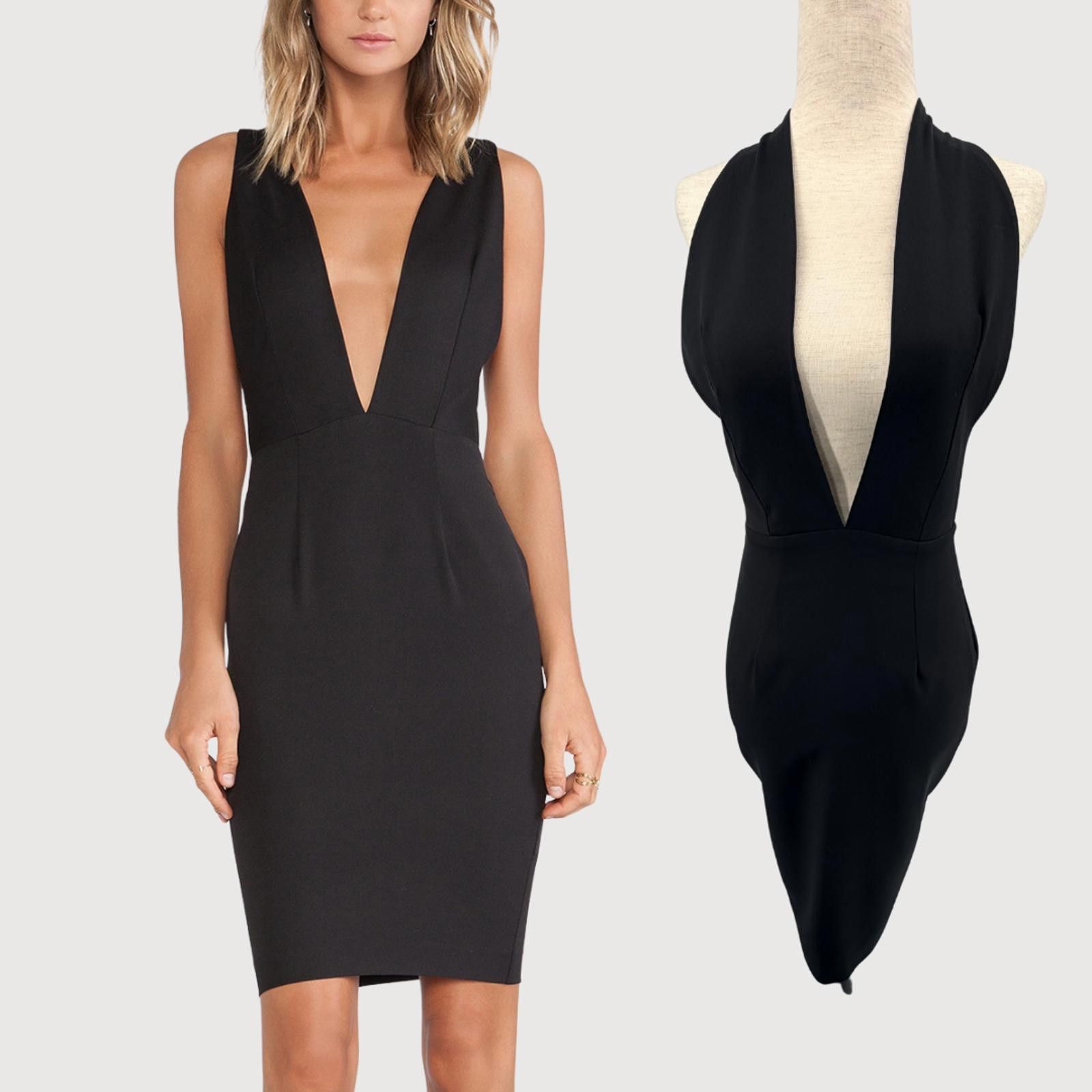 Other Solace London Milo Plunge Dress Black Knee Length 2 Size XS / US 0-2 / IT 36-38 - 1 Thumbnail