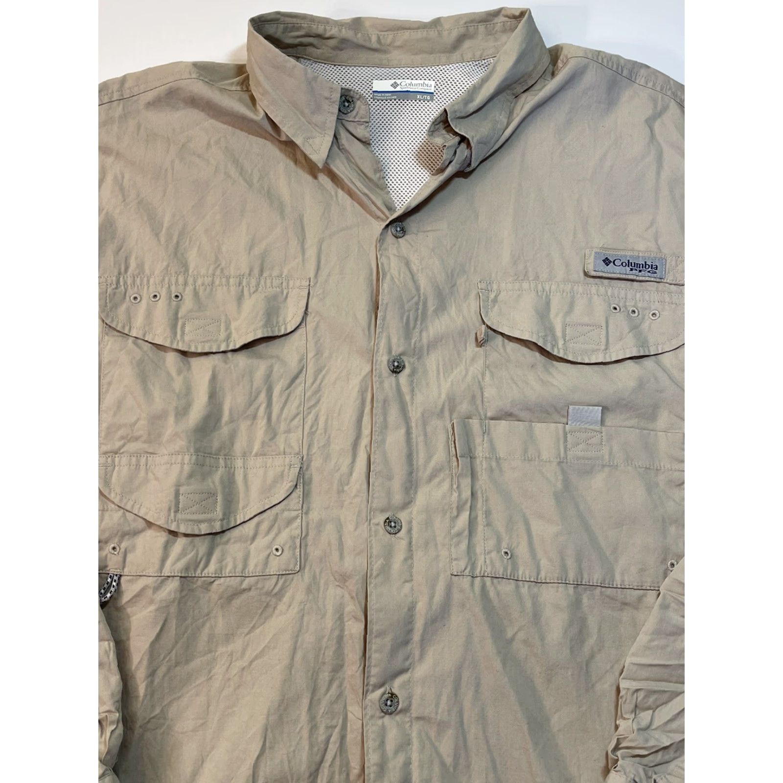 Vintage Columbia Mens PFG Button-Up Shirt Long Sleeve Lightweight Cotton Blend Tan XL Size US XL / EU 56 / 4 - 2 Thumbnail