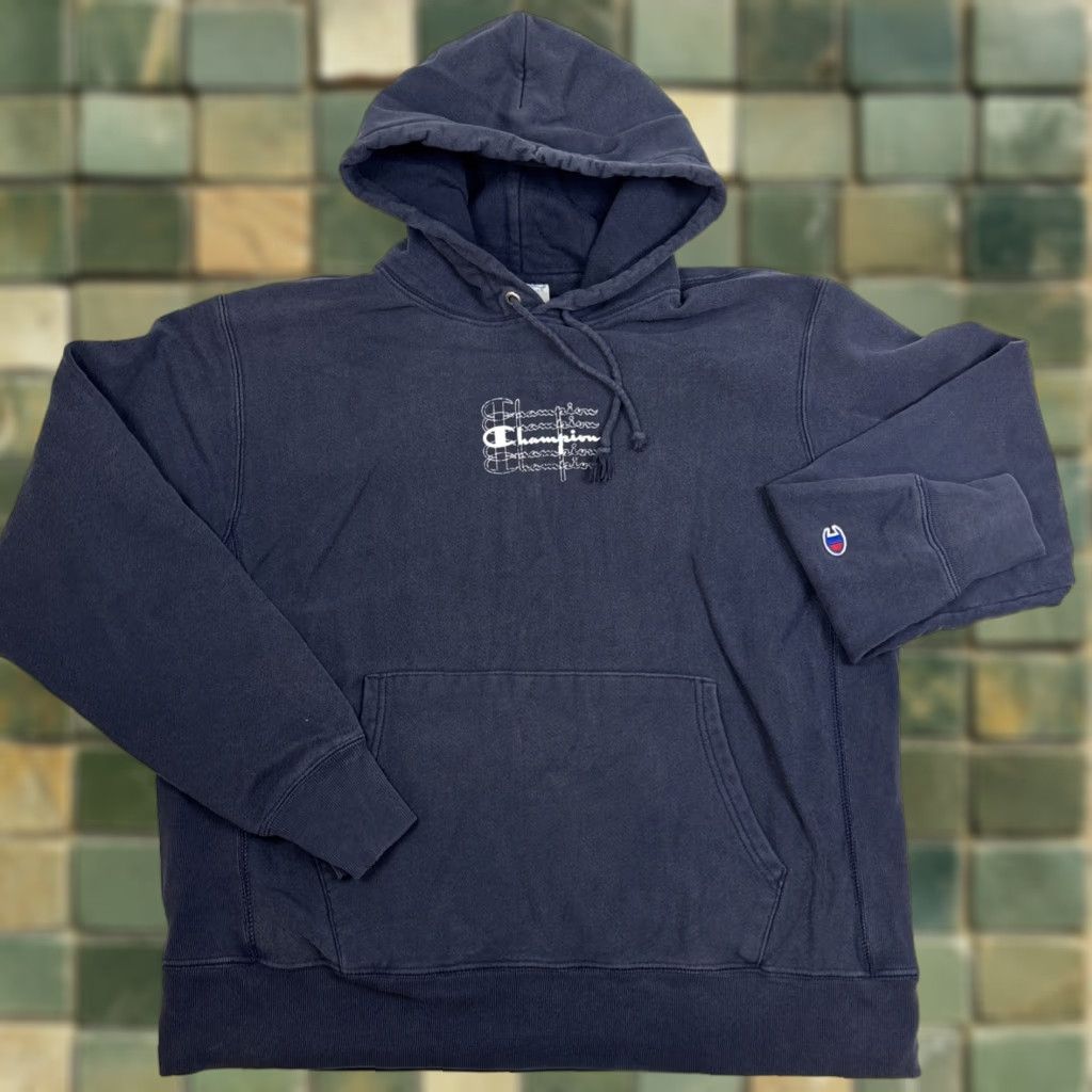 Champion Champion Hoodie Reverse Weave Men L Navy Blue Hooded Activewear Mens Size US L / EU 52-54 / 3 - 1 Thumbnail