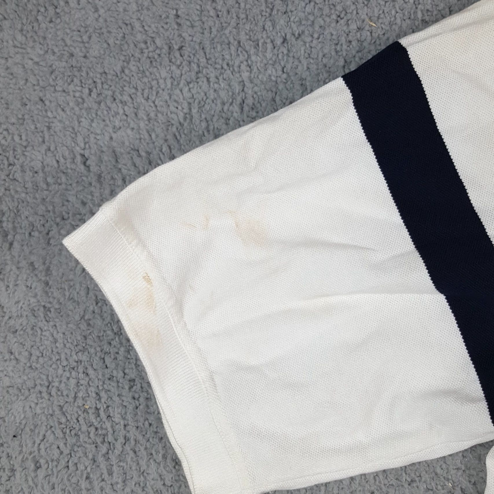 Vintage VINTAGE US Open Polo Shirt Striped Golf Polo Men's L White 100% Cotton Short Sleeve Button Collared Shirt 90s Preppy Vintage Shirt Mens Size US L / EU 52-54 / 3 - 5 Thumbnail