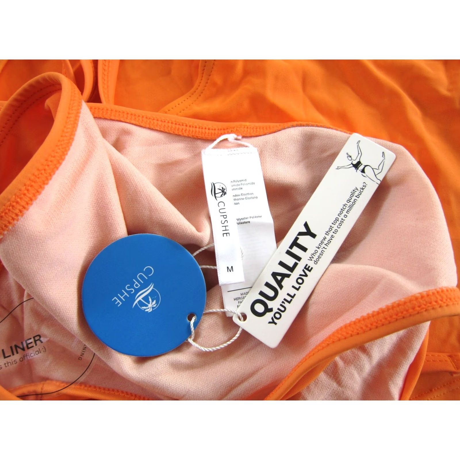 Vintage Cupshe Tankini Tank Top Bikini Bottom 2 Piece Swimsuit M Orange Nylon Spandex Built-In Bra Padded Bust NWT Ladies Size M / US 6-8 / IT 42-44 - 4 Thumbnail