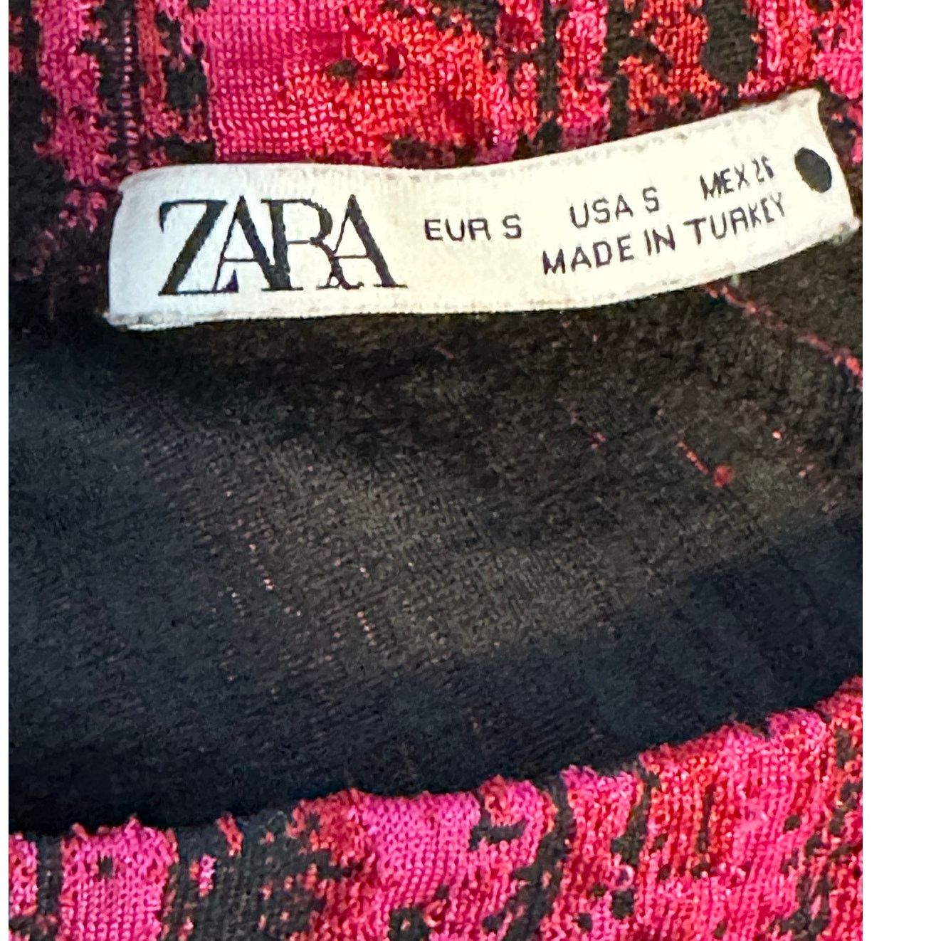 Zara ZARA pink black textured leggings size small Size 26" / US 2 / IT 38 - 3 Thumbnail