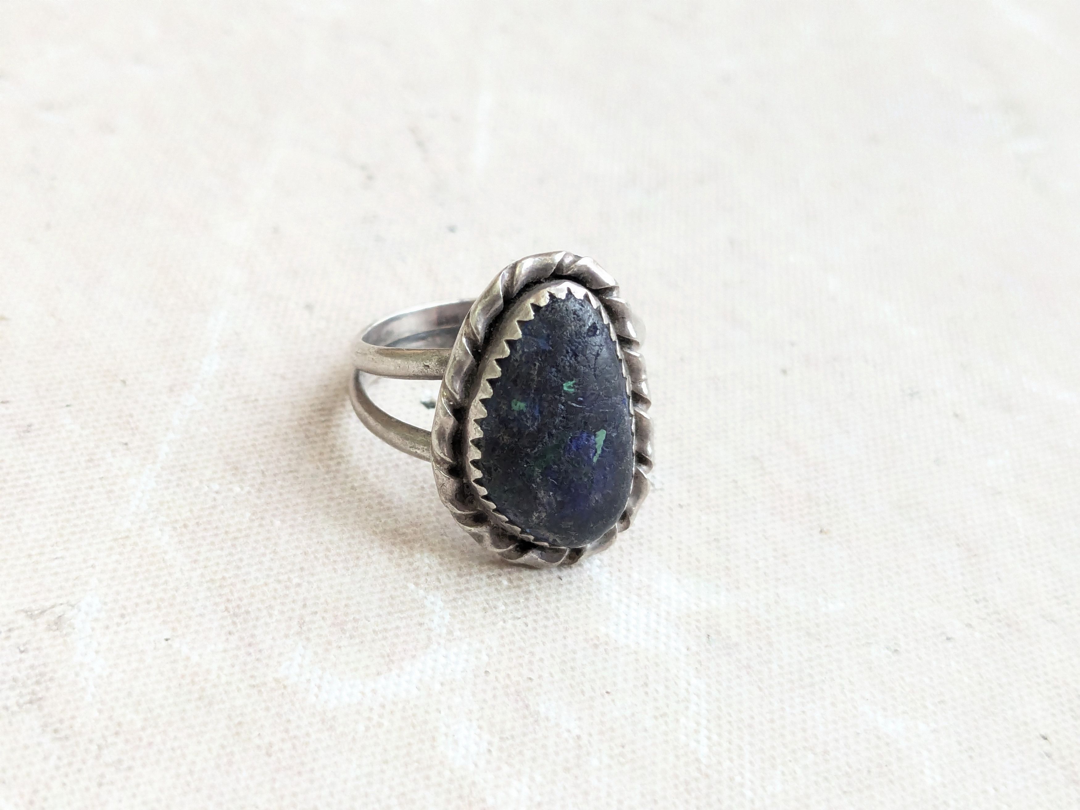 Sterling Silver Vintage Sterling Silver Ring Azurite 7.75 Native Southwest Size ONE SIZE - 1 Thumbnail