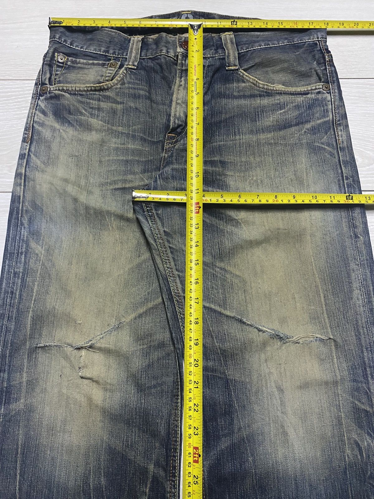 Junya Watanabe Vintage Edwin 503 Blue Trip Thunder Mud Wash Baggy Jeans Size US 36 / EU 52 - 19 Thumbnail