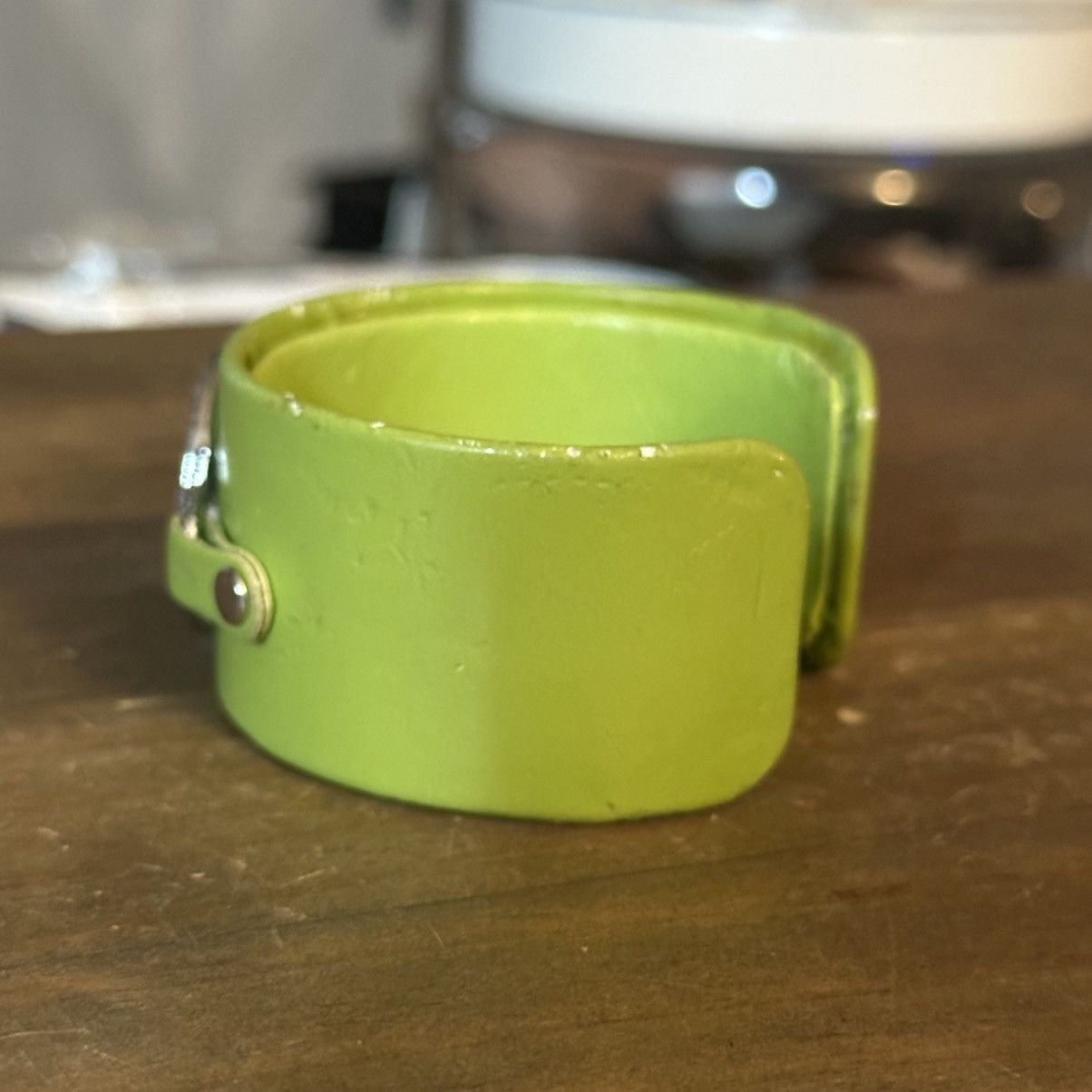Other Green leather rhinestone peace sign cuff bracelet Size ONE SIZE - 7 Thumbnail