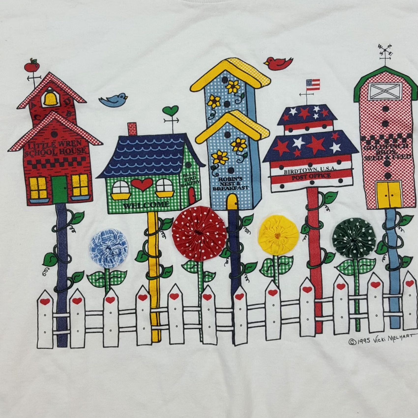 Vintage VINTAGE Alore T-Shirt Unisex Adults 90s Bird Flower White Size S USA Made Graphic Print Size US S / EU 44-46 / 1 - 3 Thumbnail