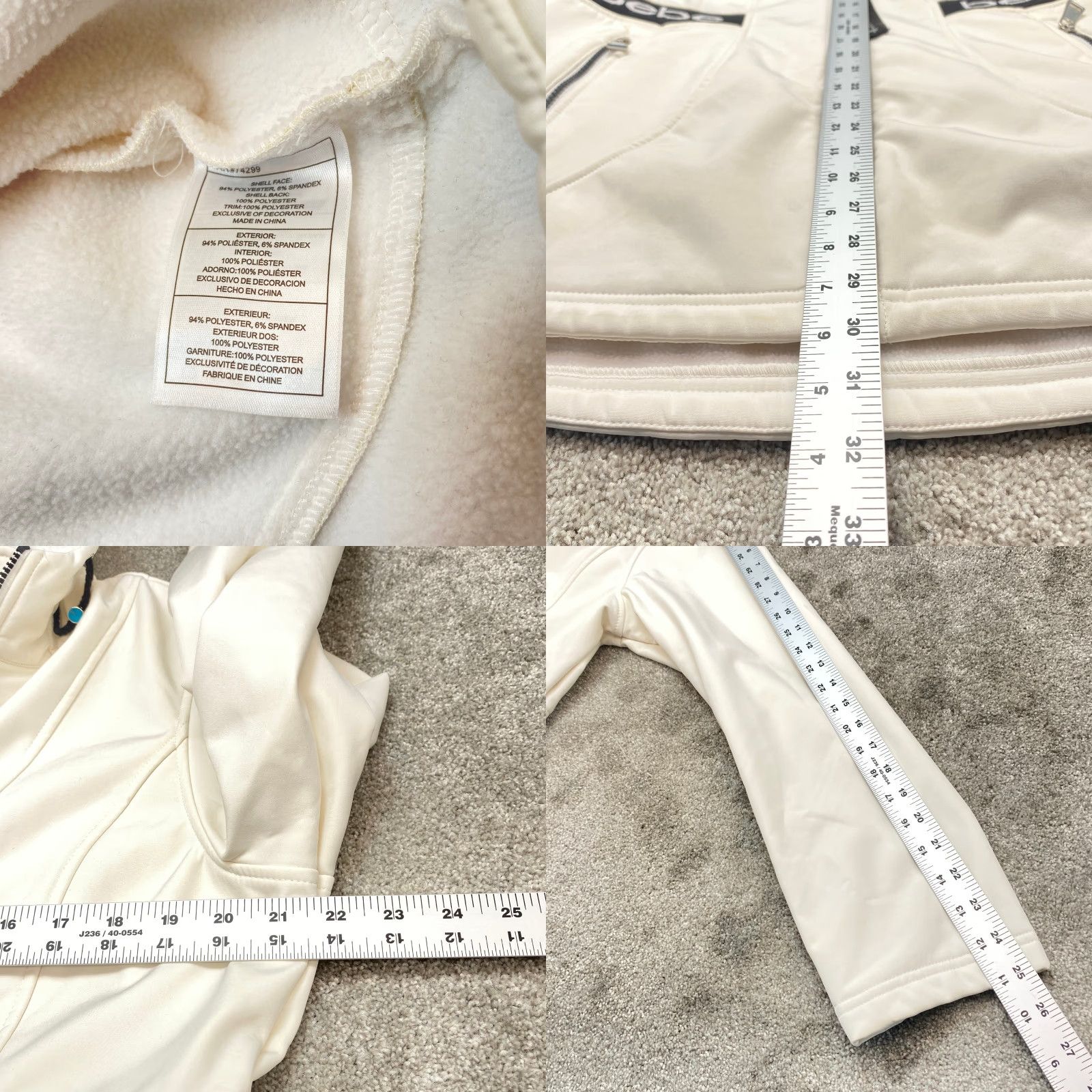Bebe Bebe Sport White Hooded Jacket Womens XL Soft Shell Full Zip Coat Fleece Lined Size XL / US 12-14 / IT 48-50 - 8 Thumbnail