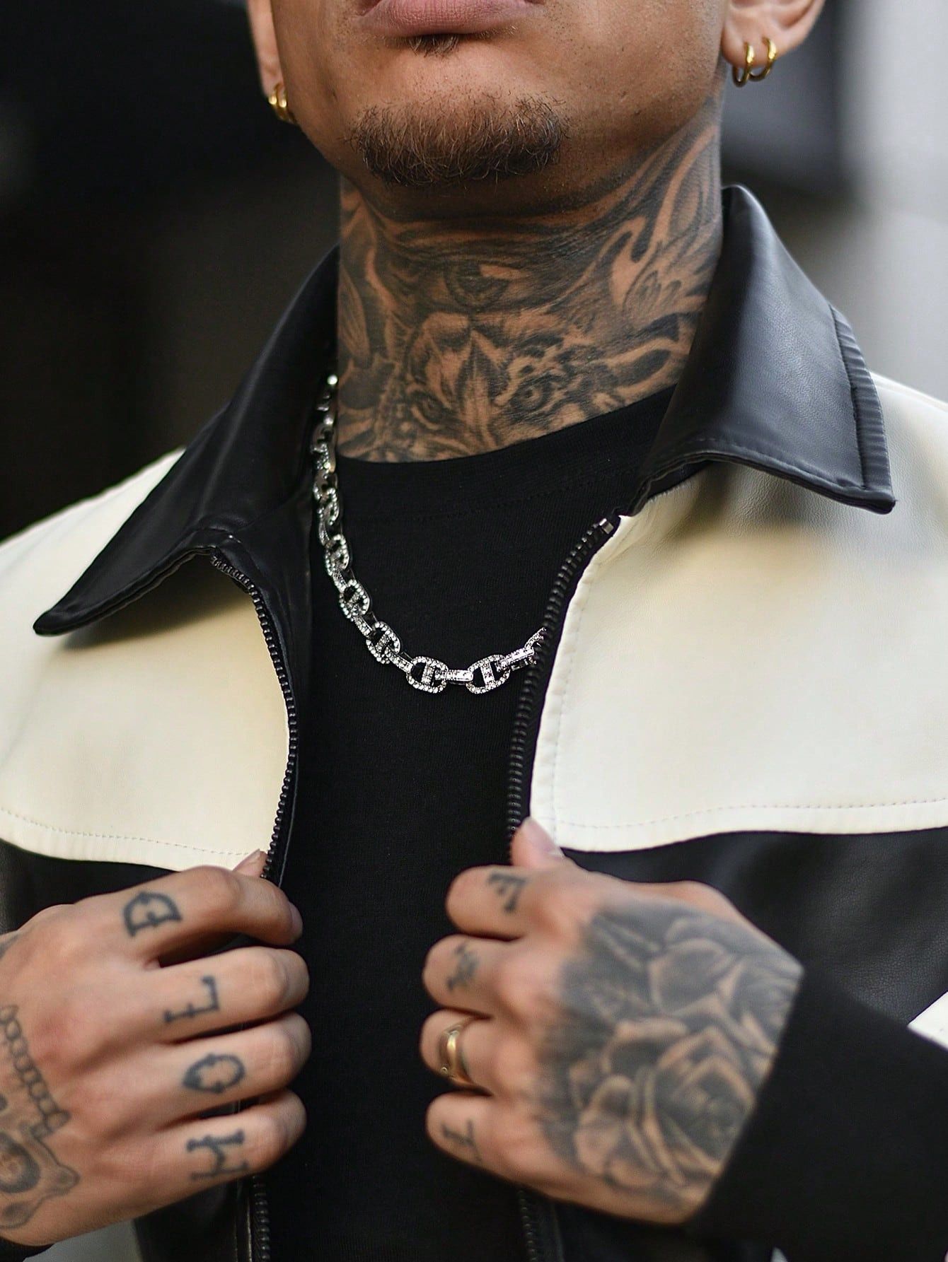 Other 🖤🤍 Black & White Racer Jacket – Y2K Streetwear Size US L / EU 52-54 / 3 - 4 Thumbnail