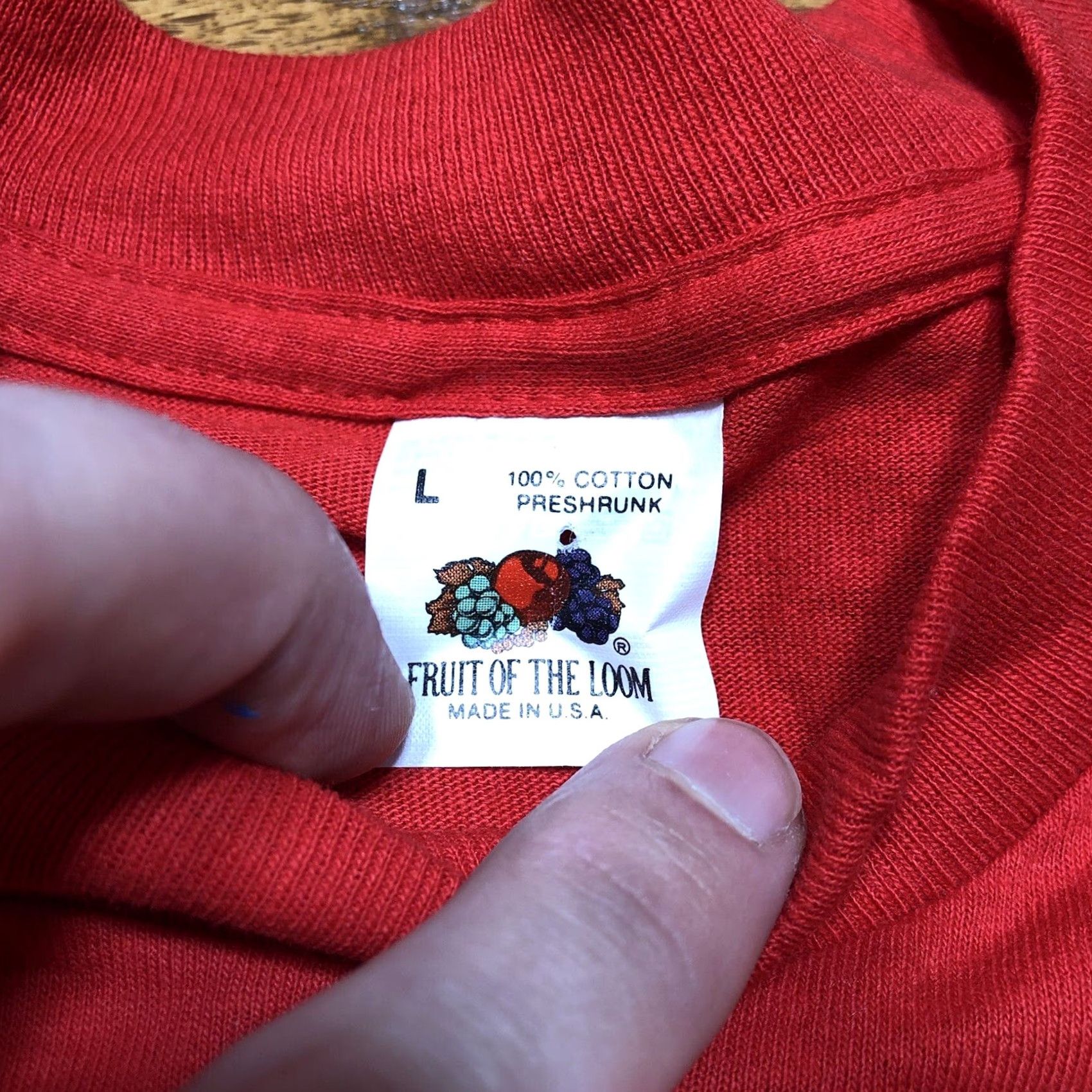 Fruit Of The Loom VINTAGE Fruit of the Loom T-Shirt Floral Rose Hand-Painted 1993 90s Red Medium Unisex Adults Mens Womens Short Sleeve Crew Neck Cotton Blend Size US M / EU 48-50 / 2 - 6 Thumbnail