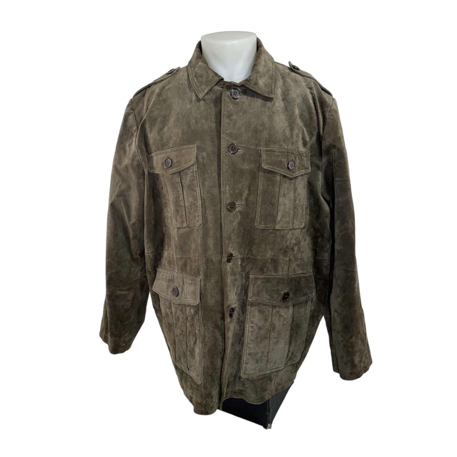 Vintage REED SUEDE LEATHER Mens L Jacket Ranch Safari Field Photographer Greenish Grayish Brown Size US L / EU 52-54 / 3 - 1 Thumbnail