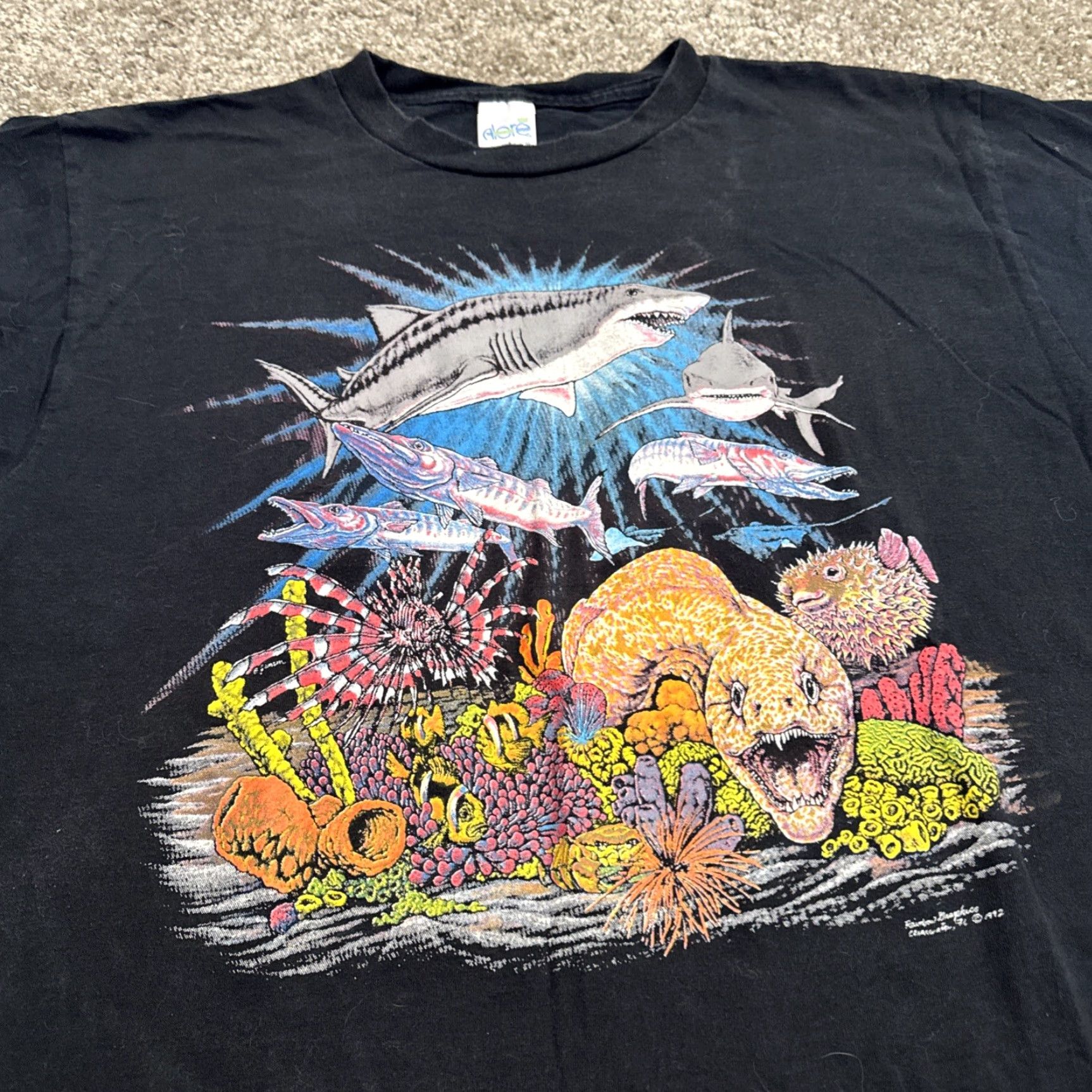 Barracuda VINTAGE 1992 Ocean Fish Shark Barracuda Eel Pufferfish Black Nature T-Shirt XL Mens Size US XL / EU 56 / 4 - 4 Thumbnail