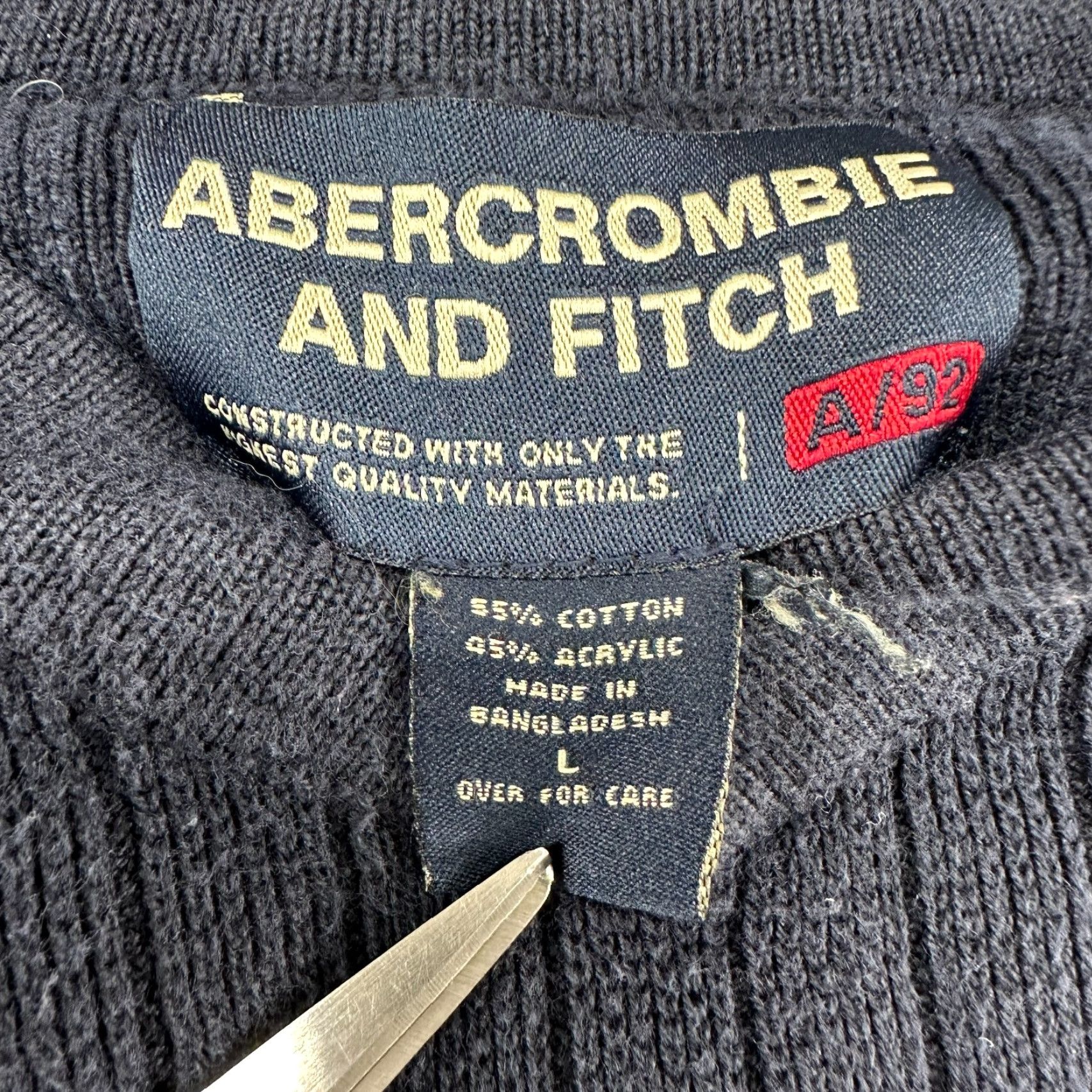 Abercrombie & Fitch VINTAGE Abercrombie & Fitch Sweater Mens L Blue Navy Pullover Cotton Wool Knit V-Neck Ribbed 90s Mens Size US L / EU 52-54 / 3 - 4 Thumbnail