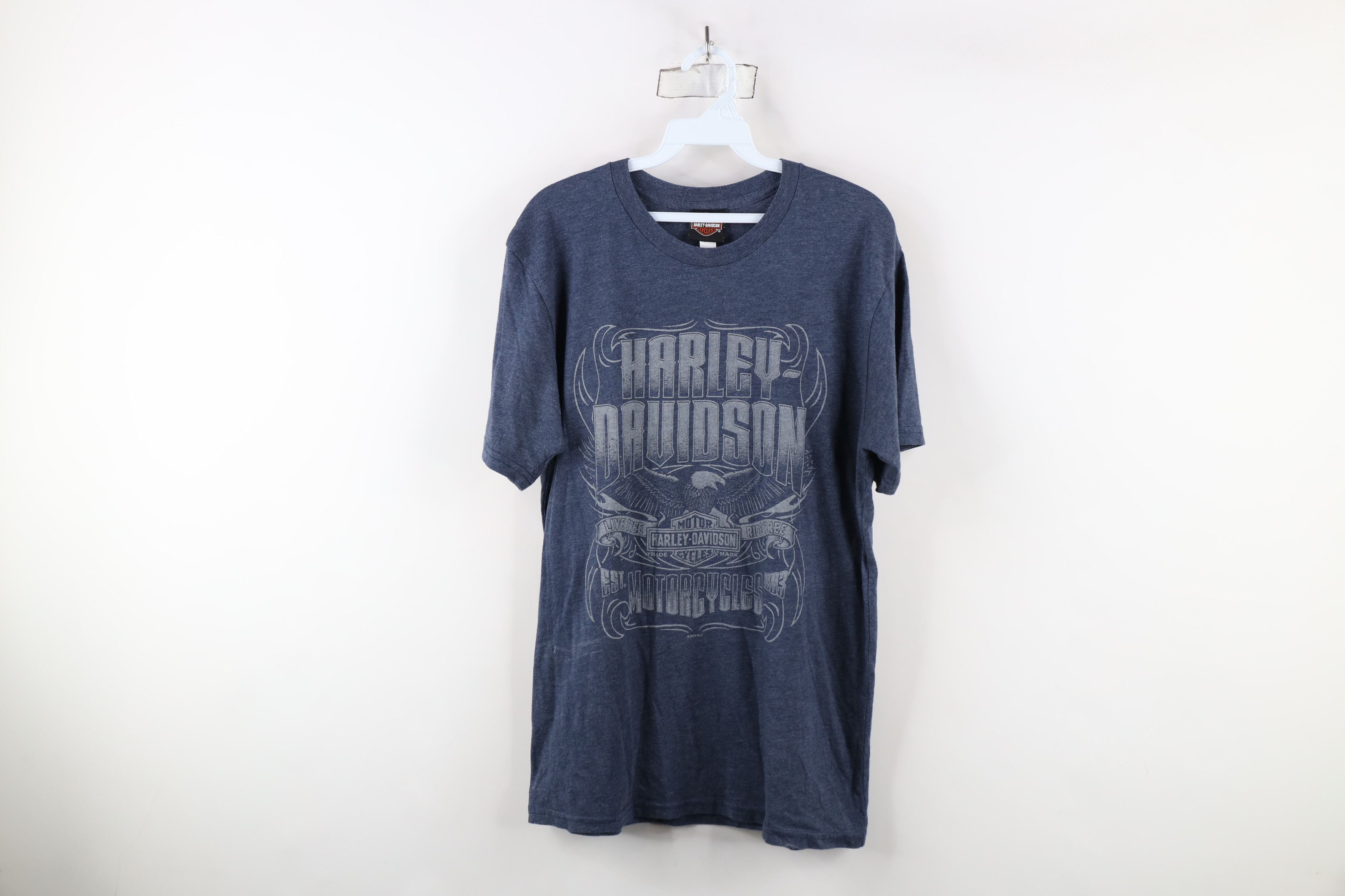 Harley Davidson × Vintage Y2K Harley Davidson Tribal Eagle Fire Flames T-Shirt Blue Size US L / EU 52-54 / 3 - 1 Thumbnail