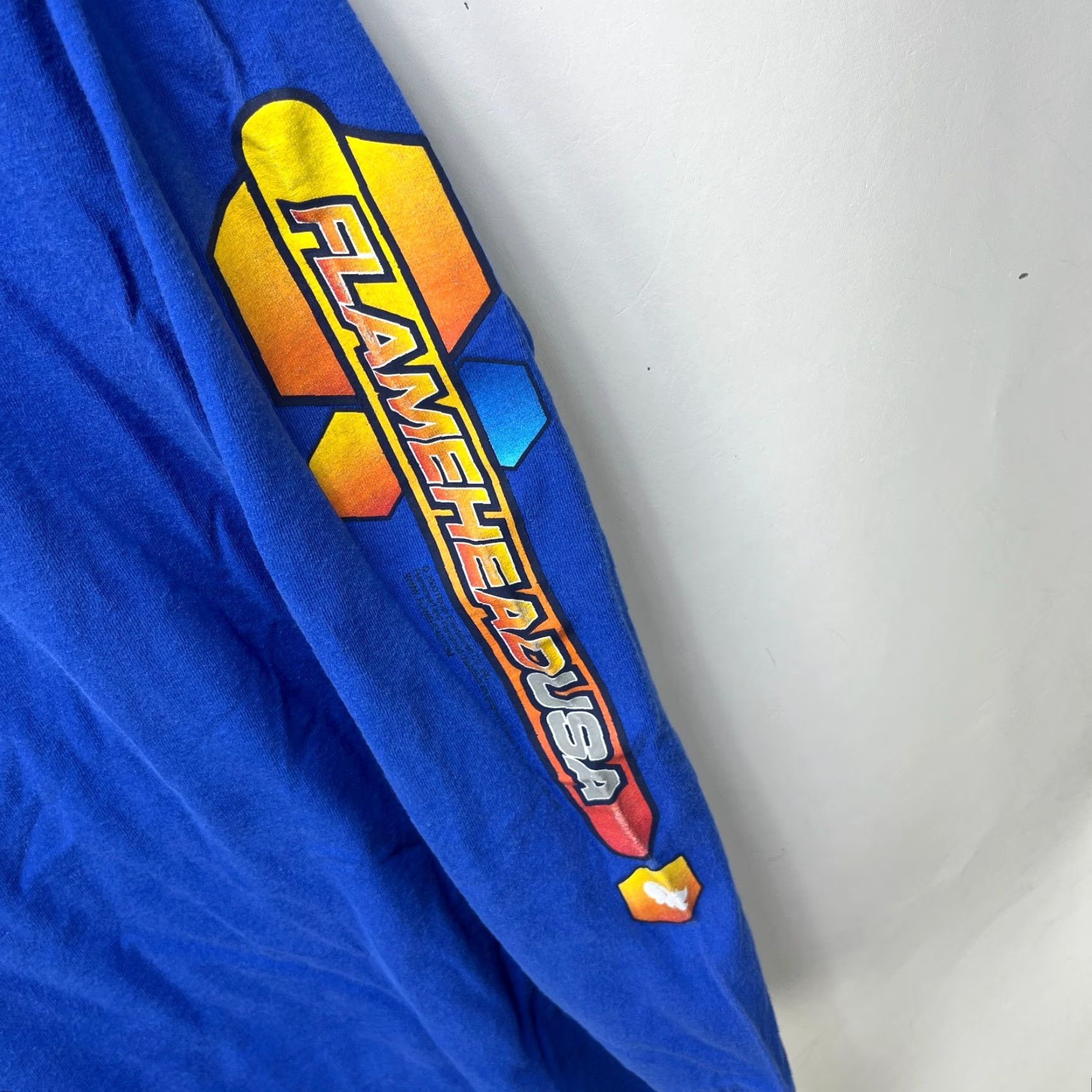 JNCO VINTAGE Flamehead USA BMX Long Sleeve Skater Shirt L Blue Mens Crew Neck 1990s Flames Logo Shirt Size US L / EU 52-54 / 3 - 3 Thumbnail