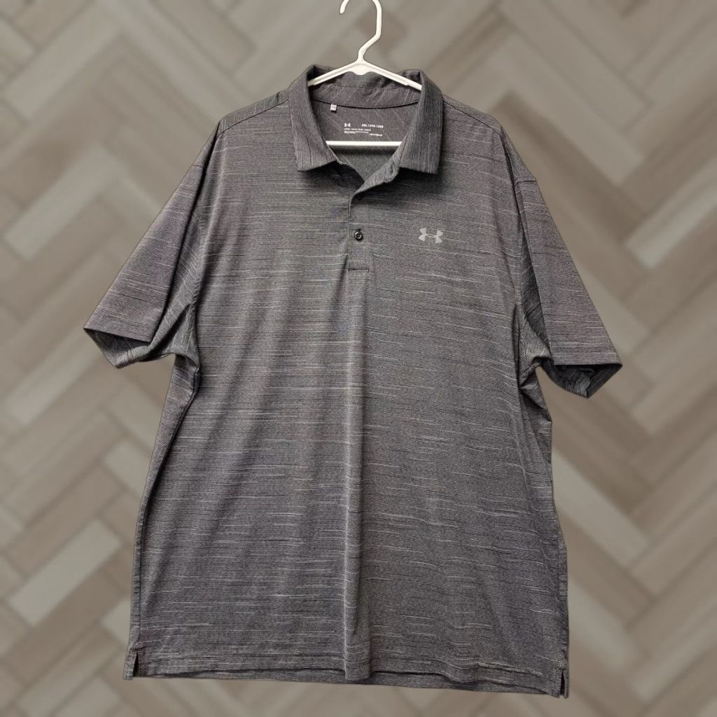 Under Armour Under Armour HeatGear Golf Polo Shirt Men 2XL Dark Gray Striped Short Sleeve Performance Size US XXL / EU 58 / 5 - 1 Thumbnail