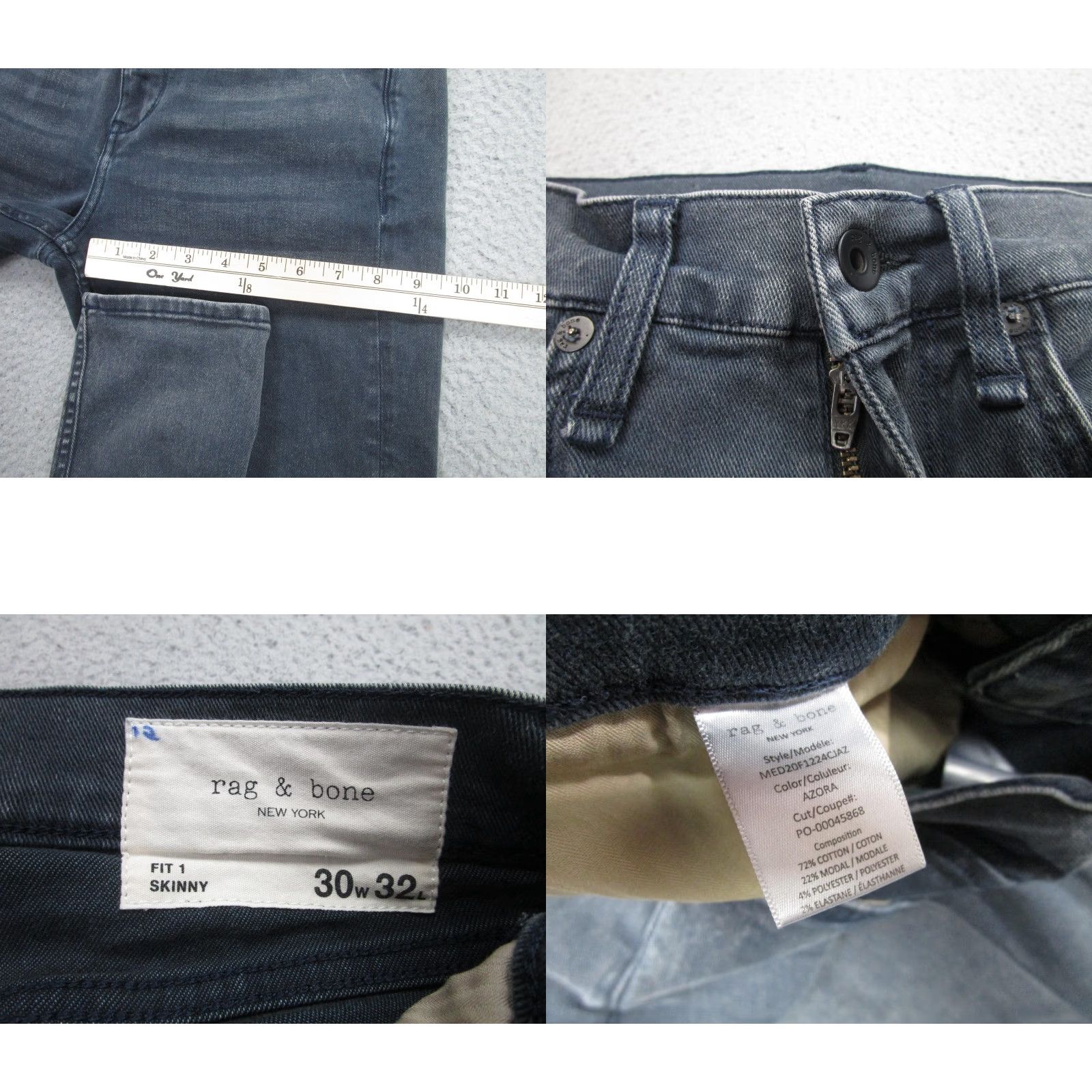 Rag & Bone rag & bone Jeans 30 Gray Fit 1 Skinny Stretch Denim Zip Fly rb Logo Men 30 in Inseam 30 in Waist Slim Leather? No. Size US 30 / EU 46 - 8 Thumbnail