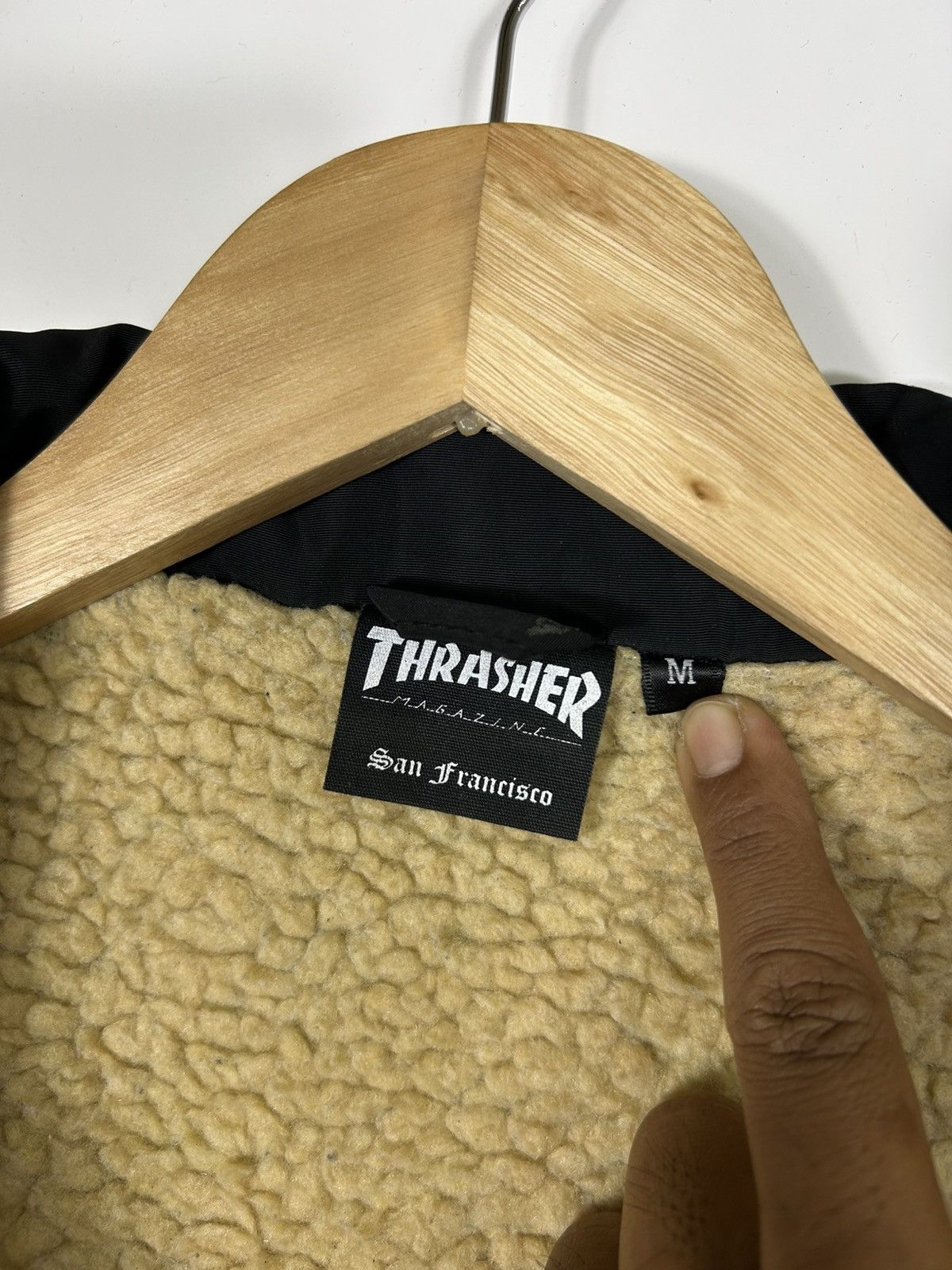 Thrasher Y2K Thrasher Sherpa-Lined Coach Jacket – Black Skateboarding Size US M / EU 48-50 / 2 - 11 Thumbnail
