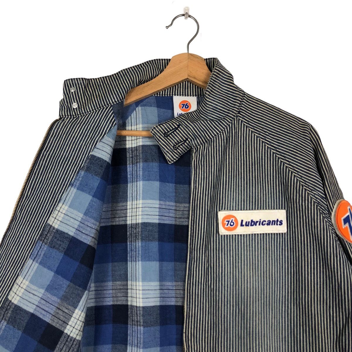 Japanese Brand 🔥90’s Striped Bomber Jacket 76 Lubricant Big Logo Size US L / EU 52-54 / 3 - 10 Thumbnail