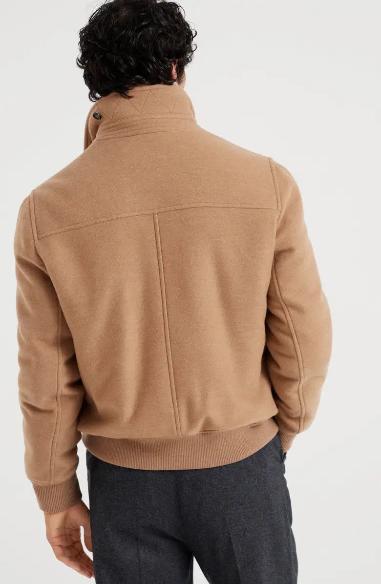 Brunello Cucinelli o1w1db10326 Cashmere Bomber Jacket in Camel Brown Size US M / EU 48-50 / 2 - 5 Thumbnail