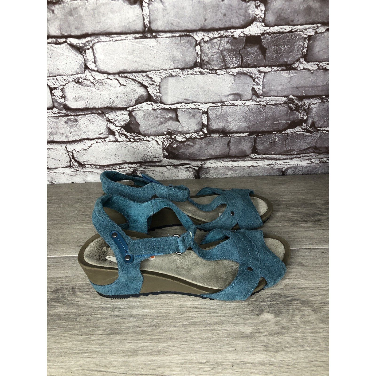 Merrell Merrell Revalli Dragonfly Blue Teal Leather Strappy Wedge Sa Size US 7 / IT 37 - 3 Thumbnail