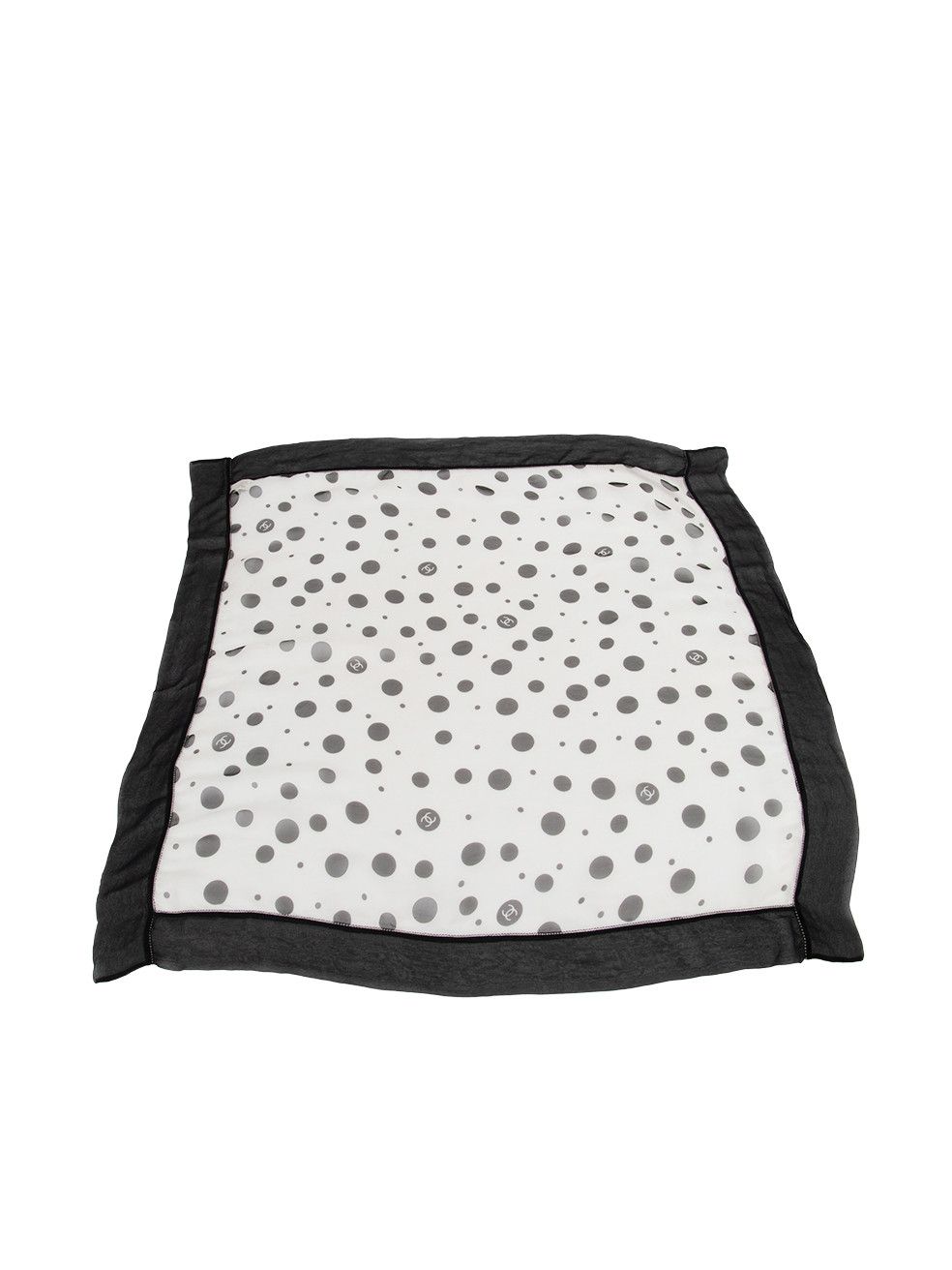 Chanel Black & White Silk Polka Dot CC Logo Scarf Size ONE SIZE - 1 Preview
