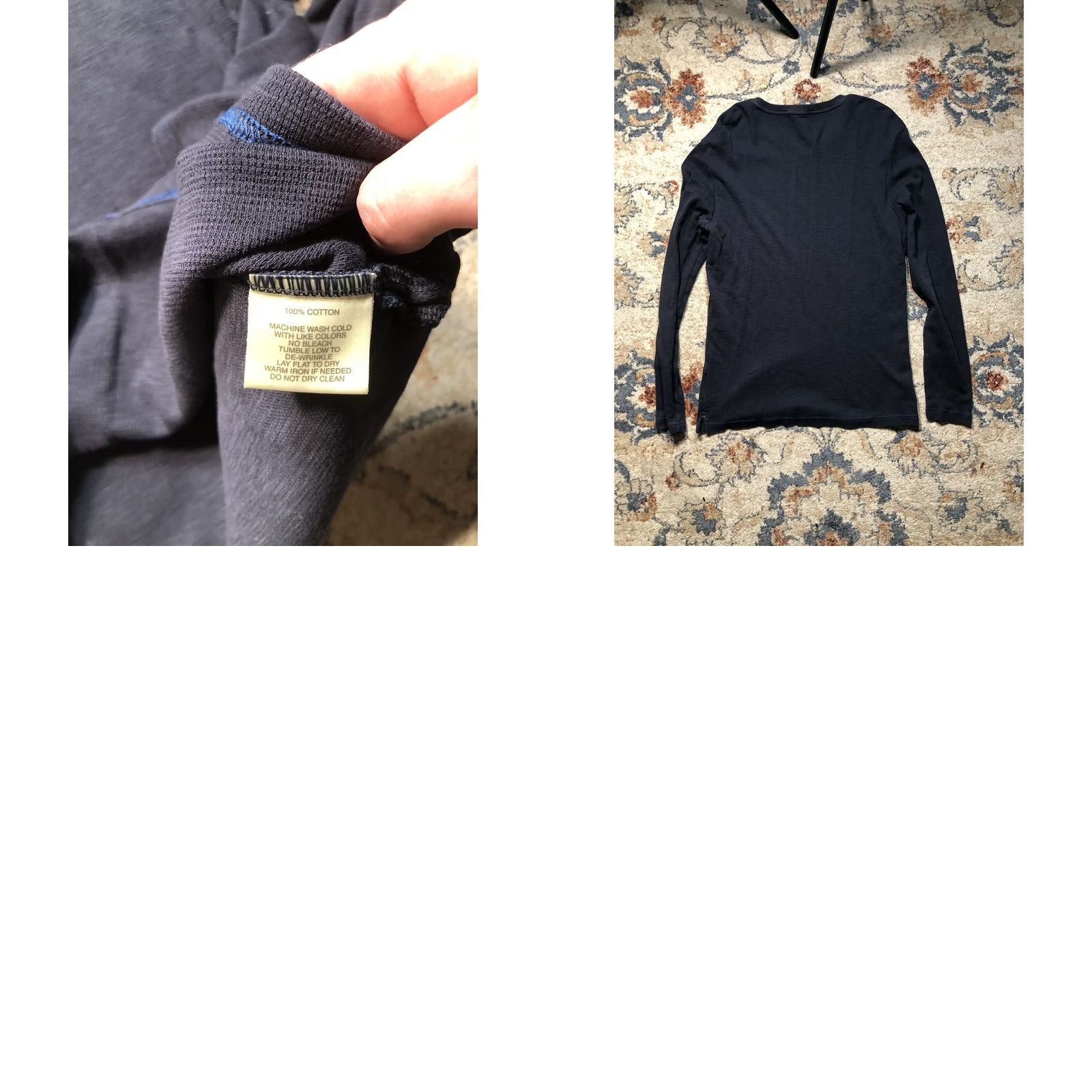Vintage Robert Barakett T Shirt Mens Medium Blue Long Sleeve V Neck Waffle Knit Stretch Size US M / EU 48-50 / 2 - 8 Thumbnail