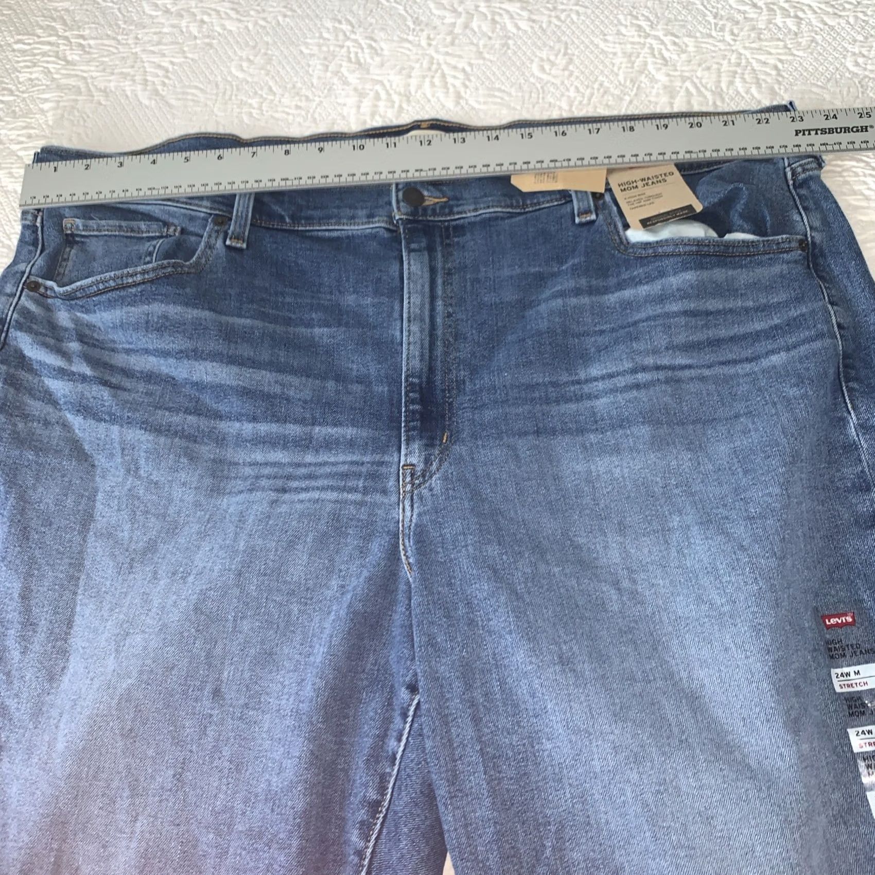 Levi's VINTAGE Levi's High Waisted Mom Jeans 24W Plus Size Denim Blue 5-Pocket Logo Zipper Button Stretch Size 42" / US 20 - 5 Thumbnail