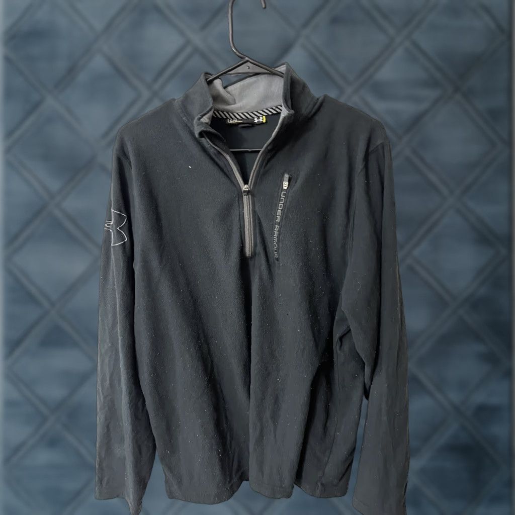 Under Armour Under Armour Sweater Men's Size Large Black 1/4 Zip Knit Logo Fleece Pullover Size US L / EU 52-54 / 3 - 1 Thumbnail