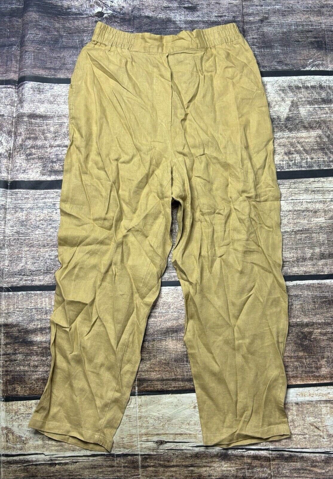 Zara Zara Linen Pants Women's Medium Khaki Brown Joggers Size 32" / US 10 / IT 46 - 1 Thumbnail