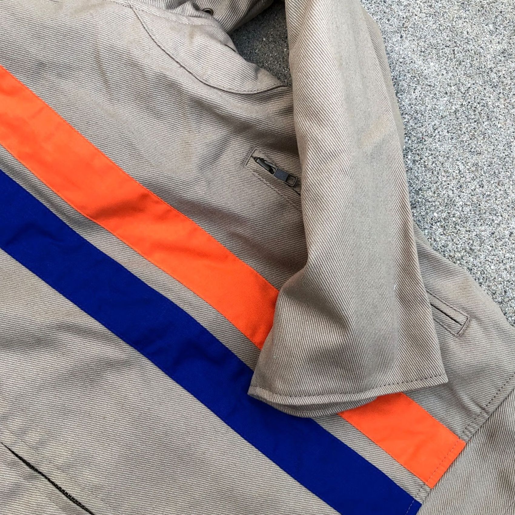 Vintage VINTAGE A2Z RACER Mechanic Jacket Men’s LARGE Beige Long Sleeve Full Zip Cotton Jacket Size US L / EU 52-54 / 3 - 7 Thumbnail