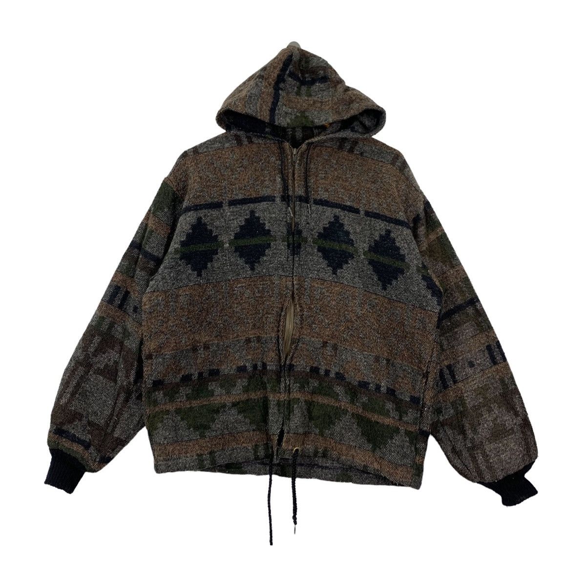 Native Vintage AZTEC NAVAJO Made In Usa Wool Hoodie Jacket Size US M / EU 48-50 / 2 - 1 Thumbnail