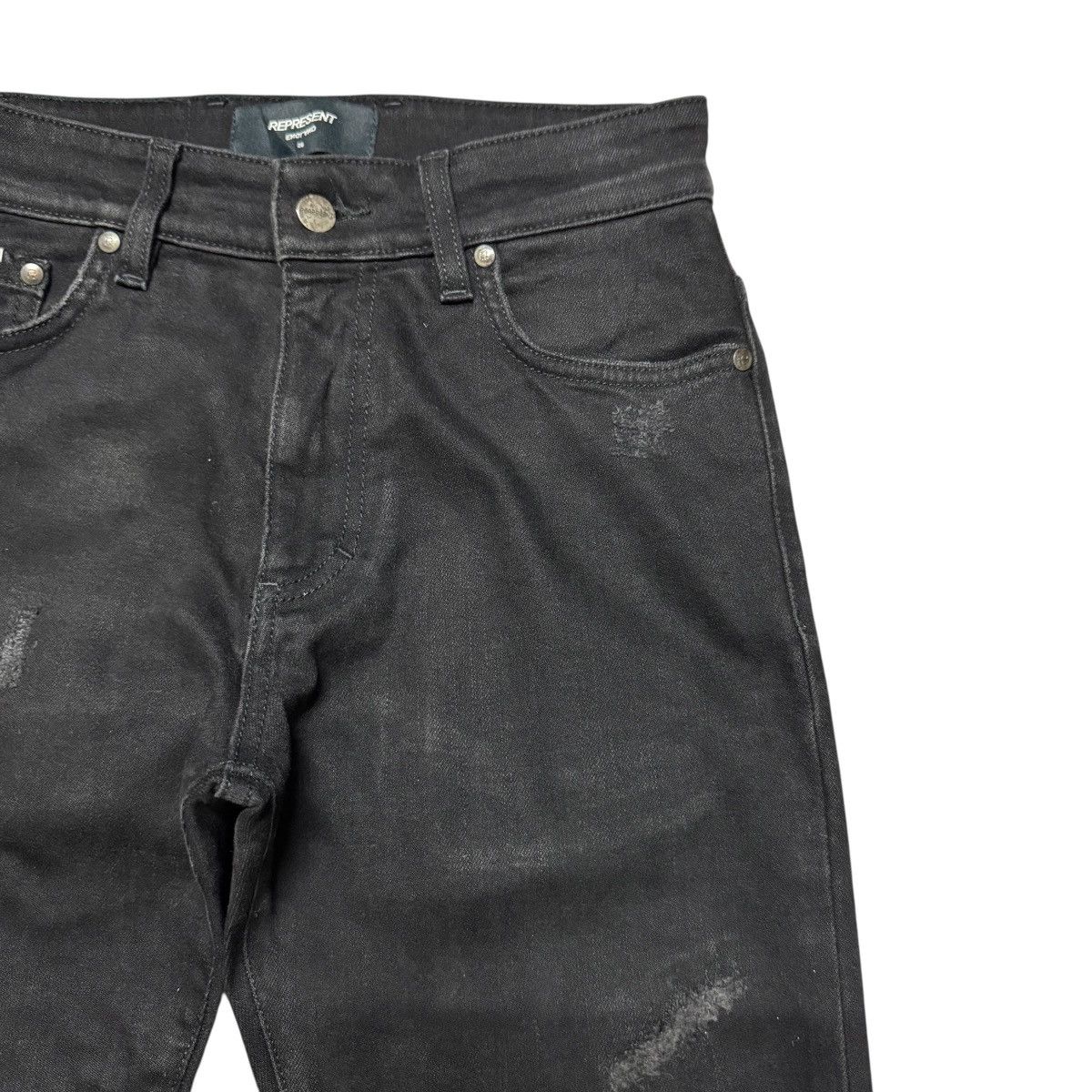 Represent Clo. Represent Jet Black Repairer Denim Jeans Size US 28 / EU 44 - 5 Thumbnail