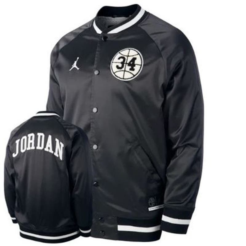 image of Nike Air Jordan "he Got Game" Satin Jacket Ar1169 010 in Black, Men's (Size 2XL)