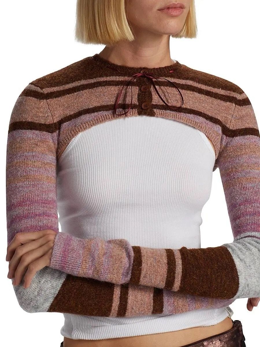 Guizio Danielle Guizio MICRO CARDIGAN IN MELANGE Size S / US 4 / IT 40 - 3 Thumbnail