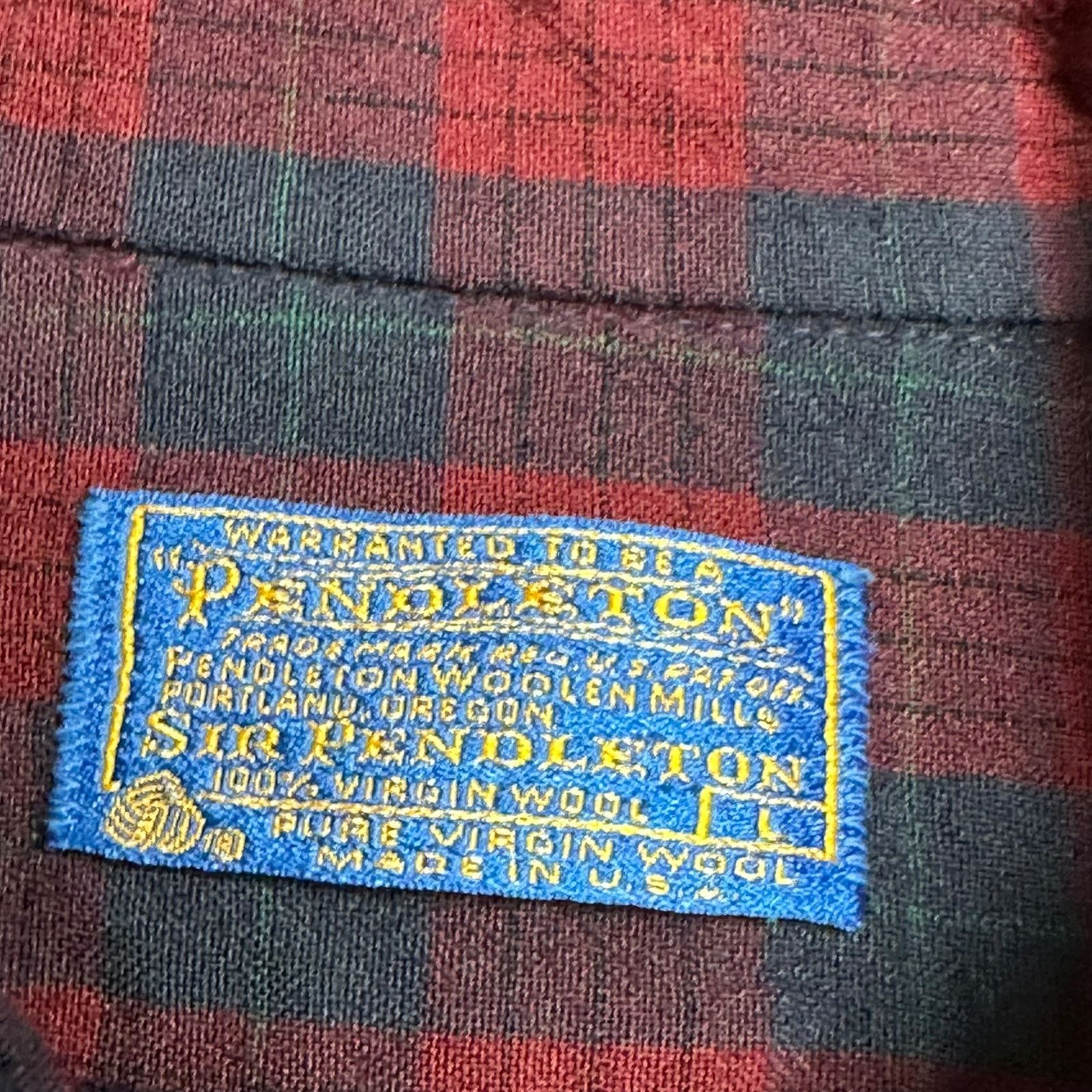 Pendleton × Vintage Vintage Sir Pendleton Red Navy Blue Plaid Wool Flannel Shirt Size US L / EU 52-54 / 3 - 4 Thumbnail