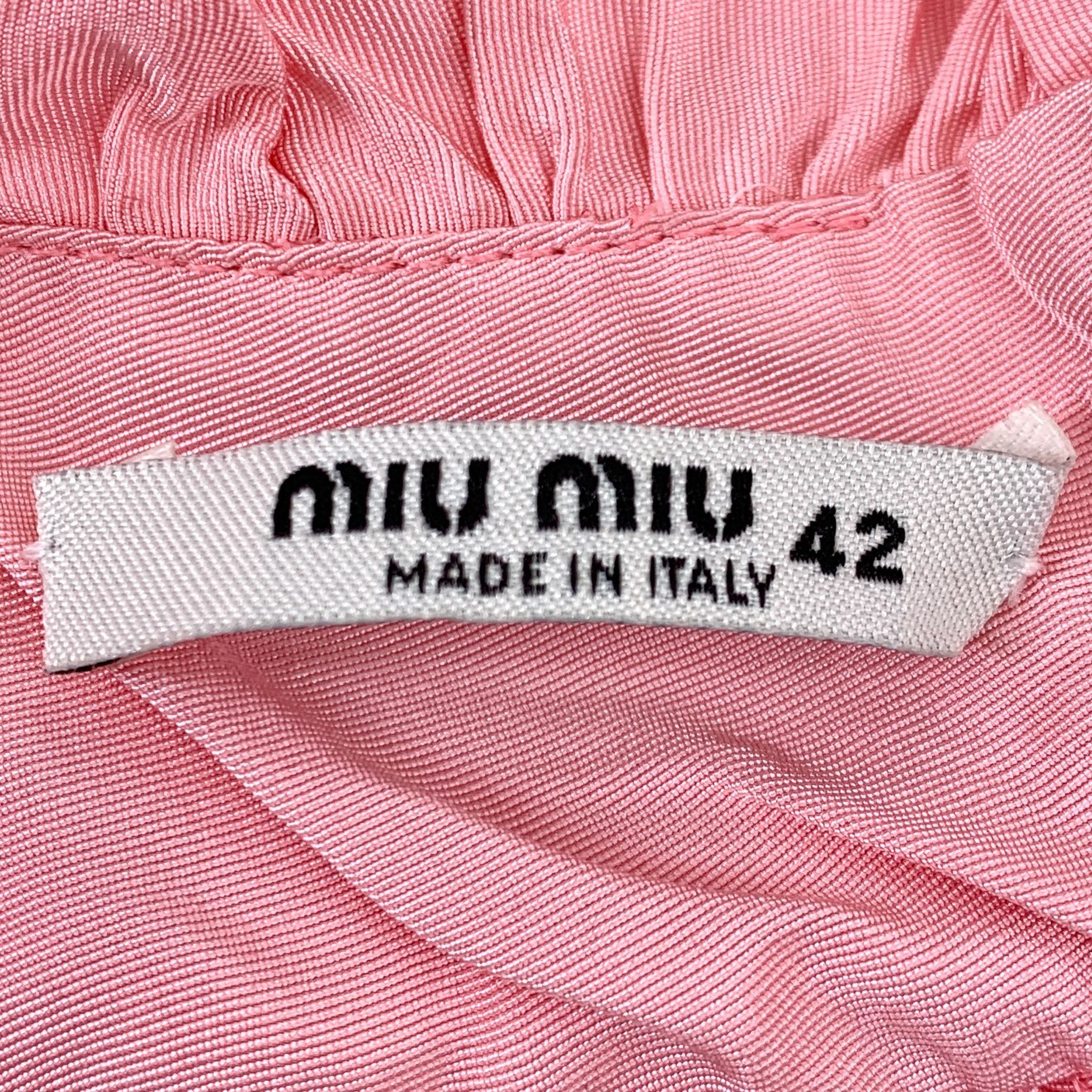 Miu Miu [Miu Miu] H11413 Pink Lace Backless Puff Sleeve Dress 42 EU Size M / US 6-8 / IT 42-44 - 2 Thumbnail