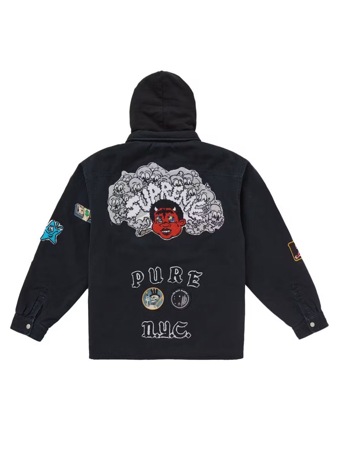 Supreme Supreme patches hooded Zip up shirt (black) (XL) Size US XL / EU 56 / 4 - 4 Thumbnail