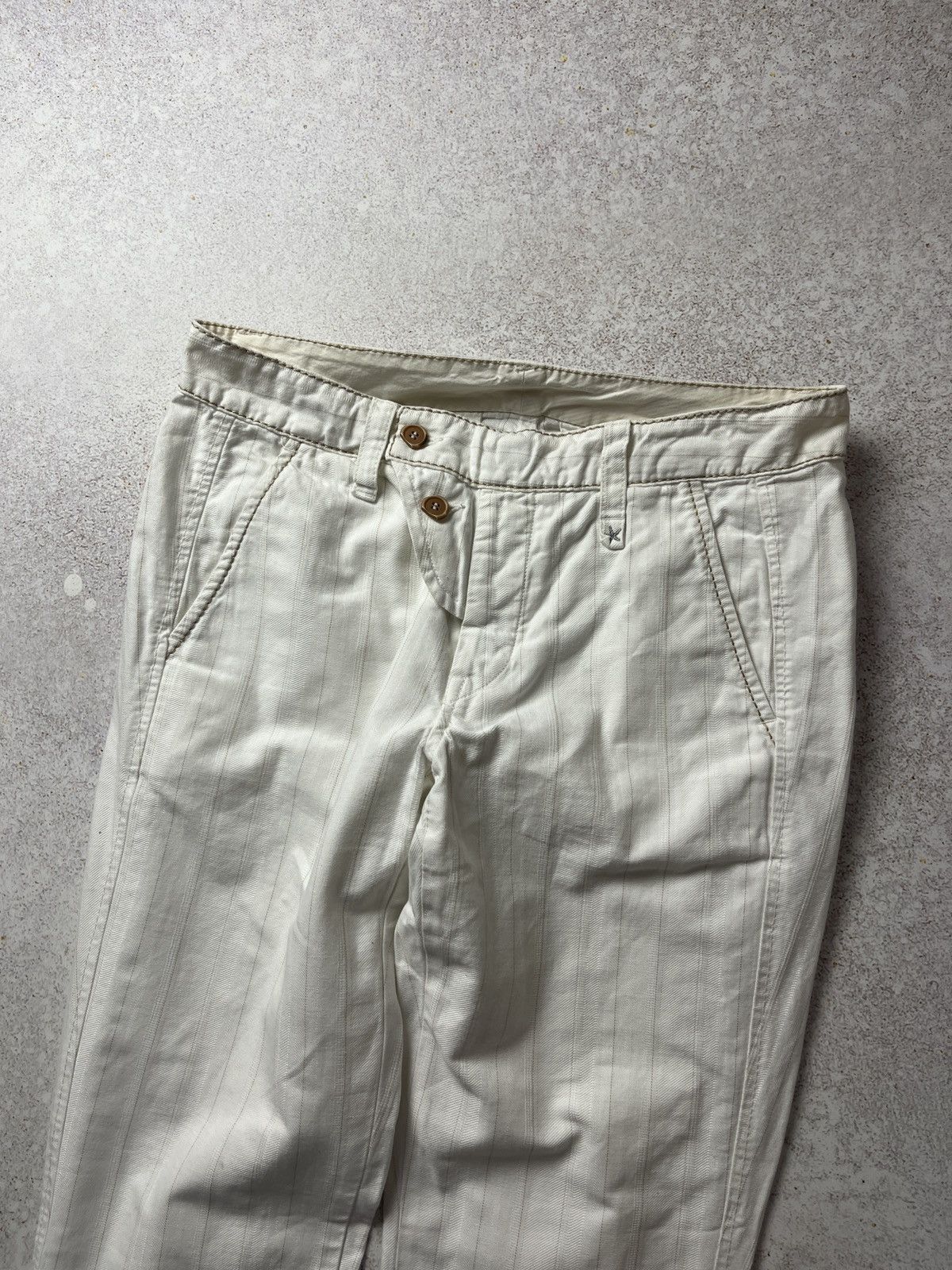 Marithe + Francois Girbaud Vintage Marithe Francois Girbaud White Striped Jeans Size US 29 - 7 Thumbnail