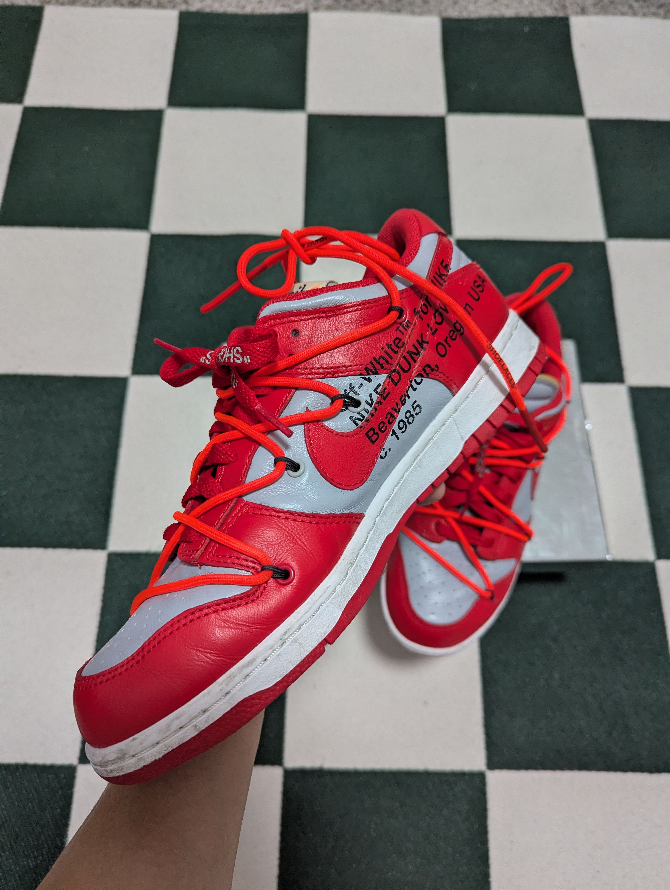 Nike × Off-White Nike Dunk Low Off White University Red Size US 9 / EU 42 - 3 Thumbnail