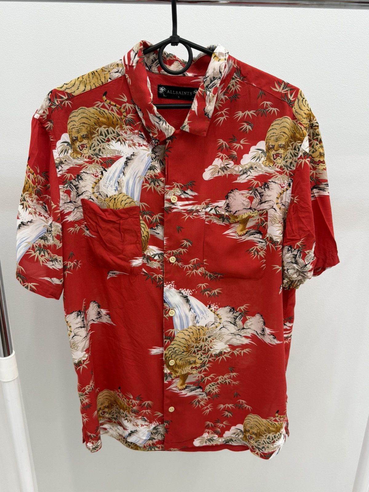 Allsaints Allsaints Japanese Tiger Printed Viscose Hawaiian Shirt Size US L / EU 52-54 / 3 - 1 Thumbnail