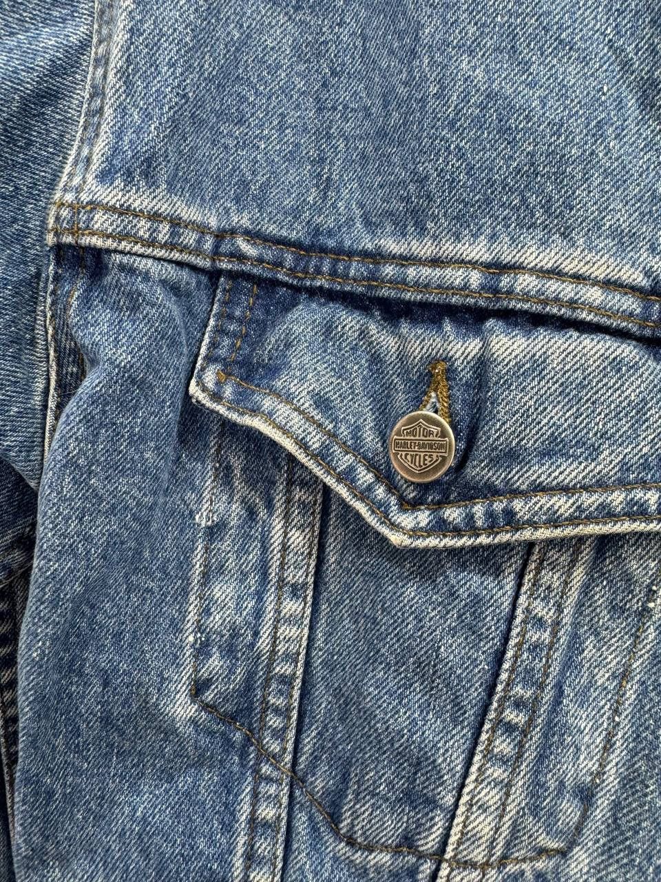 Vintage VINTAGE Harley Davidson Jacket Womens Jean Denim Blue 90s Size M / US 6-8 / IT 42-44 - 2 Thumbnail